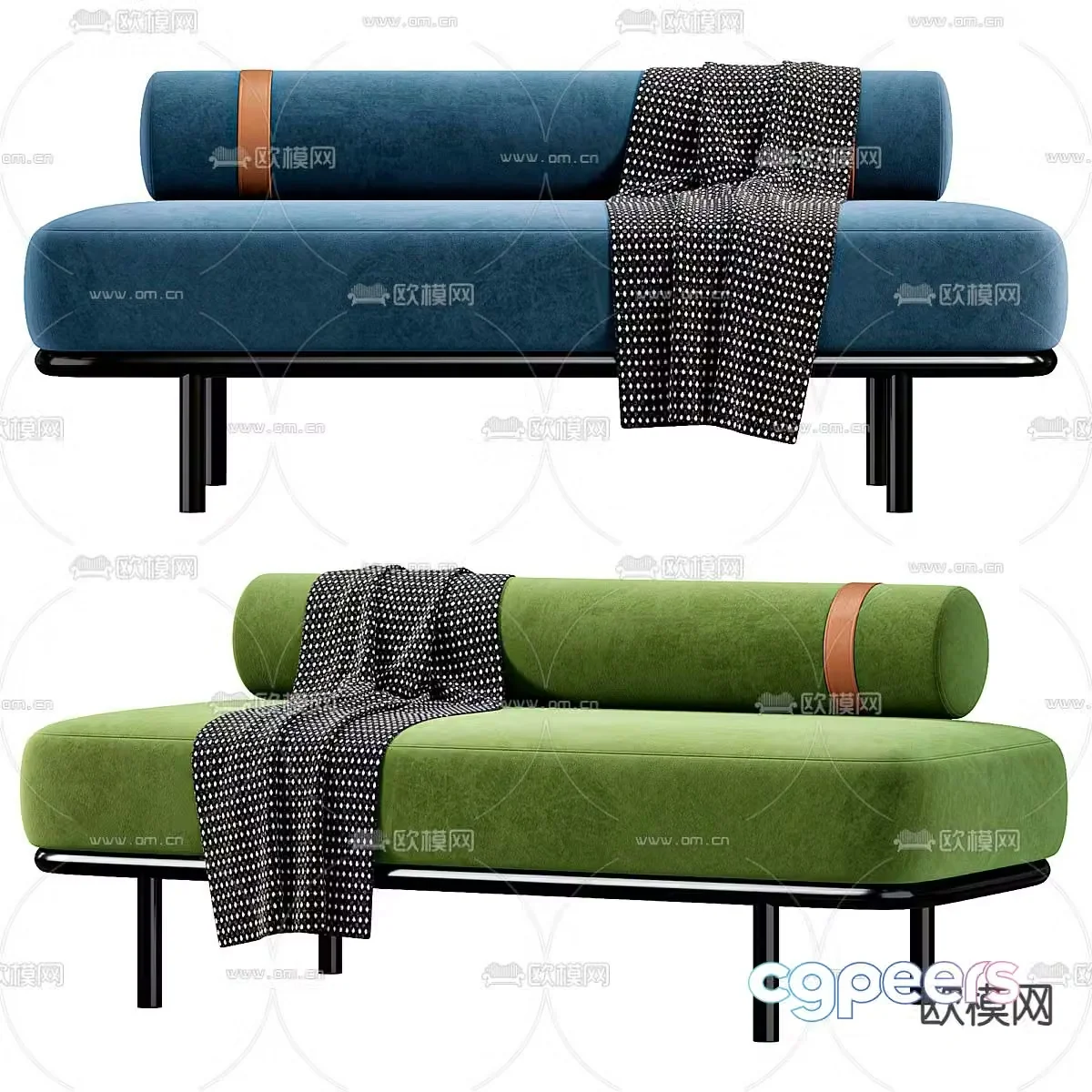 Modern footrest sofa stool 3d model