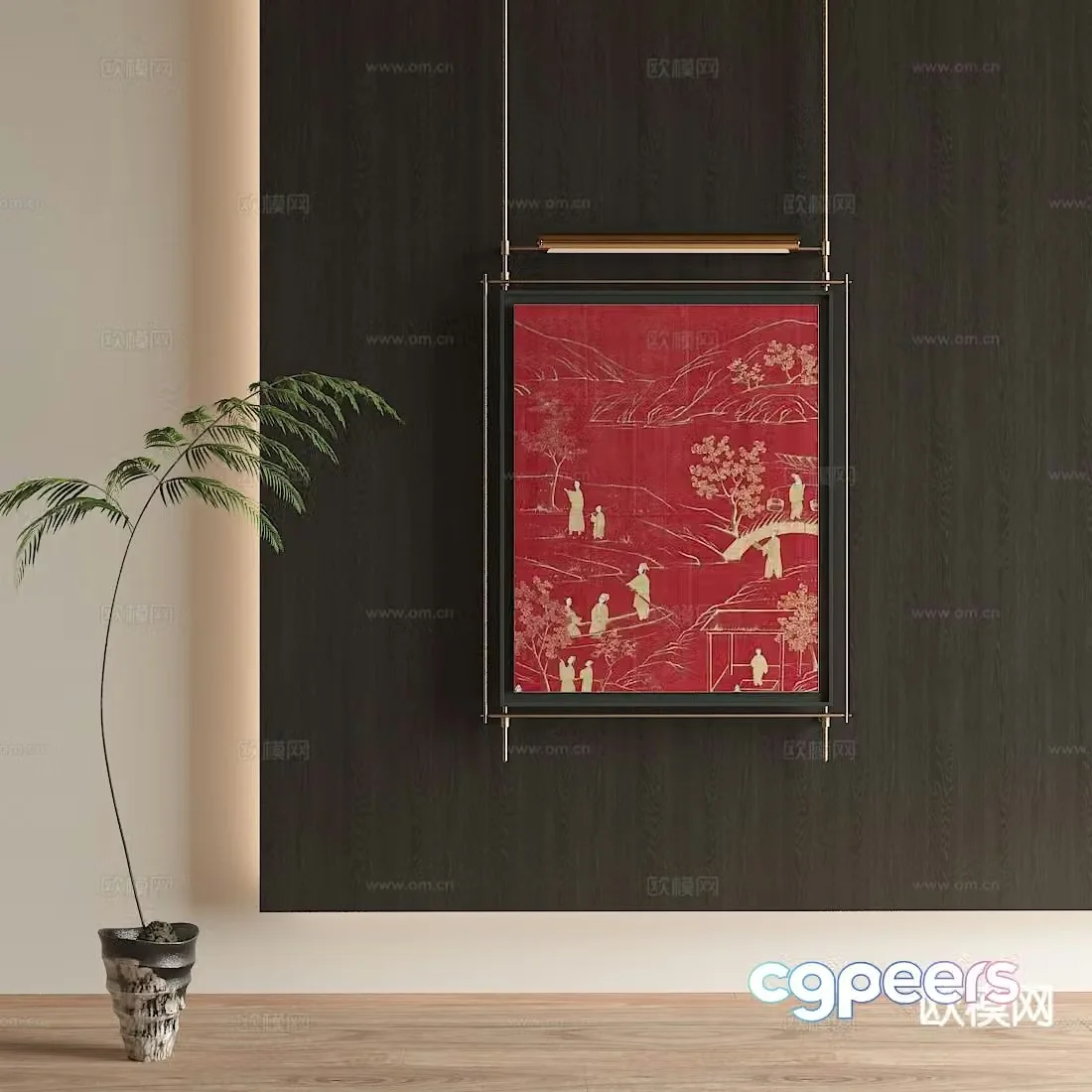 New Chinese style decorative painting art painting hanging painting 3d model