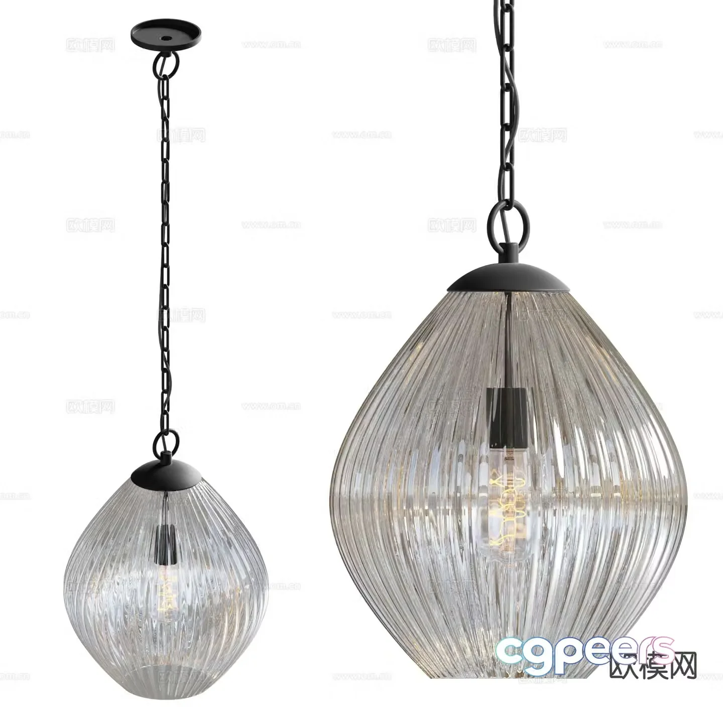 Modern glass chandelier 3d model