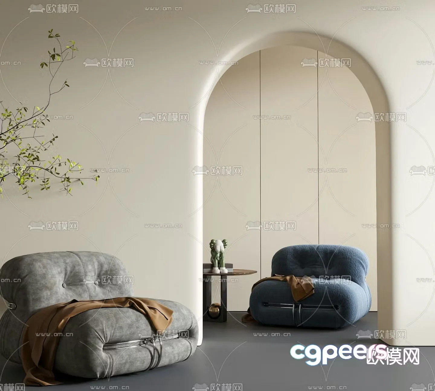 Light luxury sofa single sofa 3d model