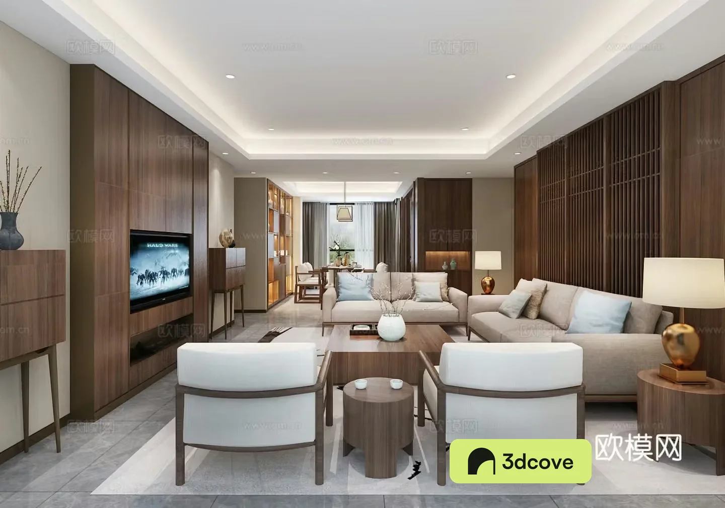 New Chinese style living and dining room