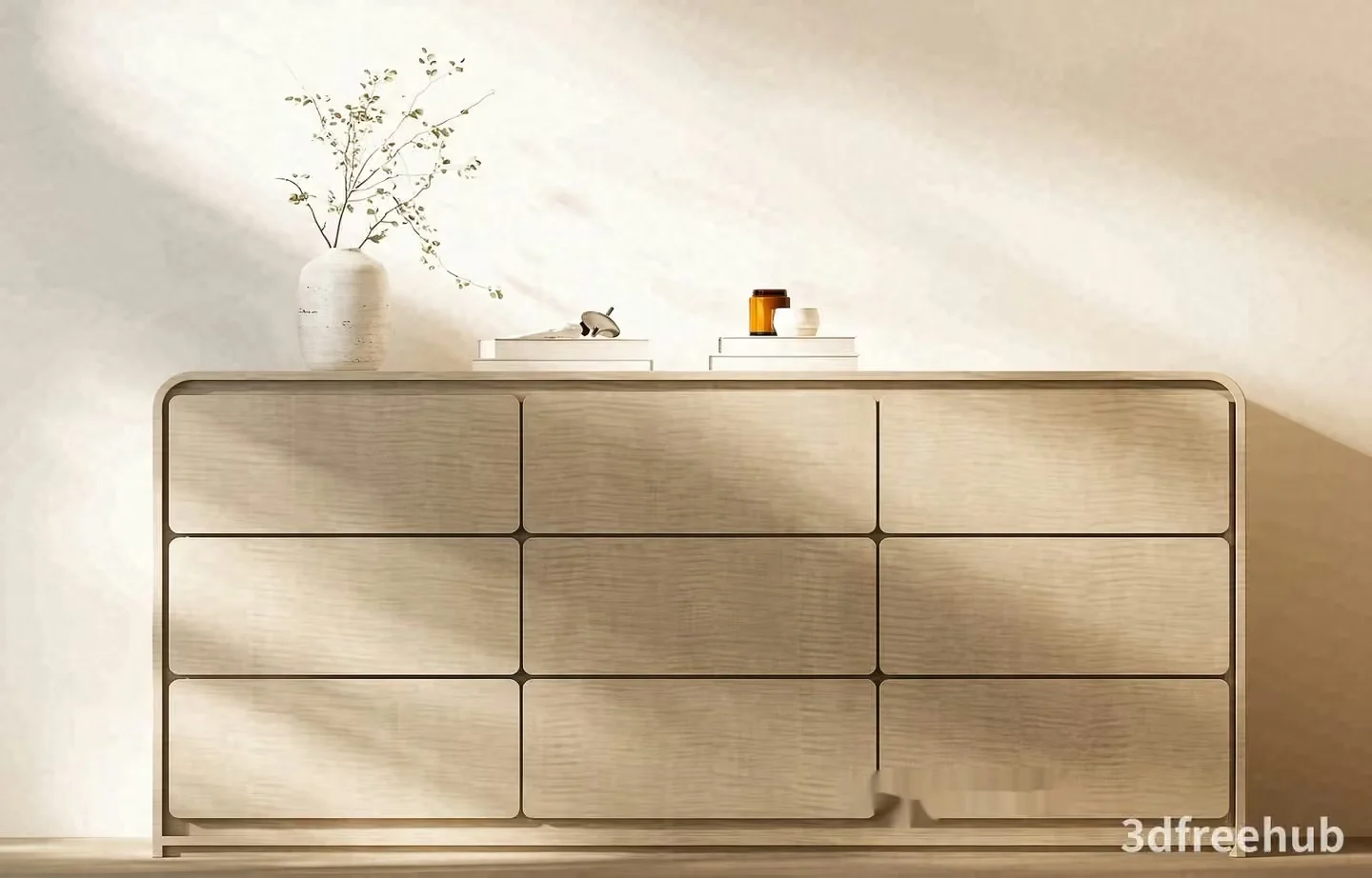 A Light Wood Dresser 3D Model – 21855 – VRAY Render
