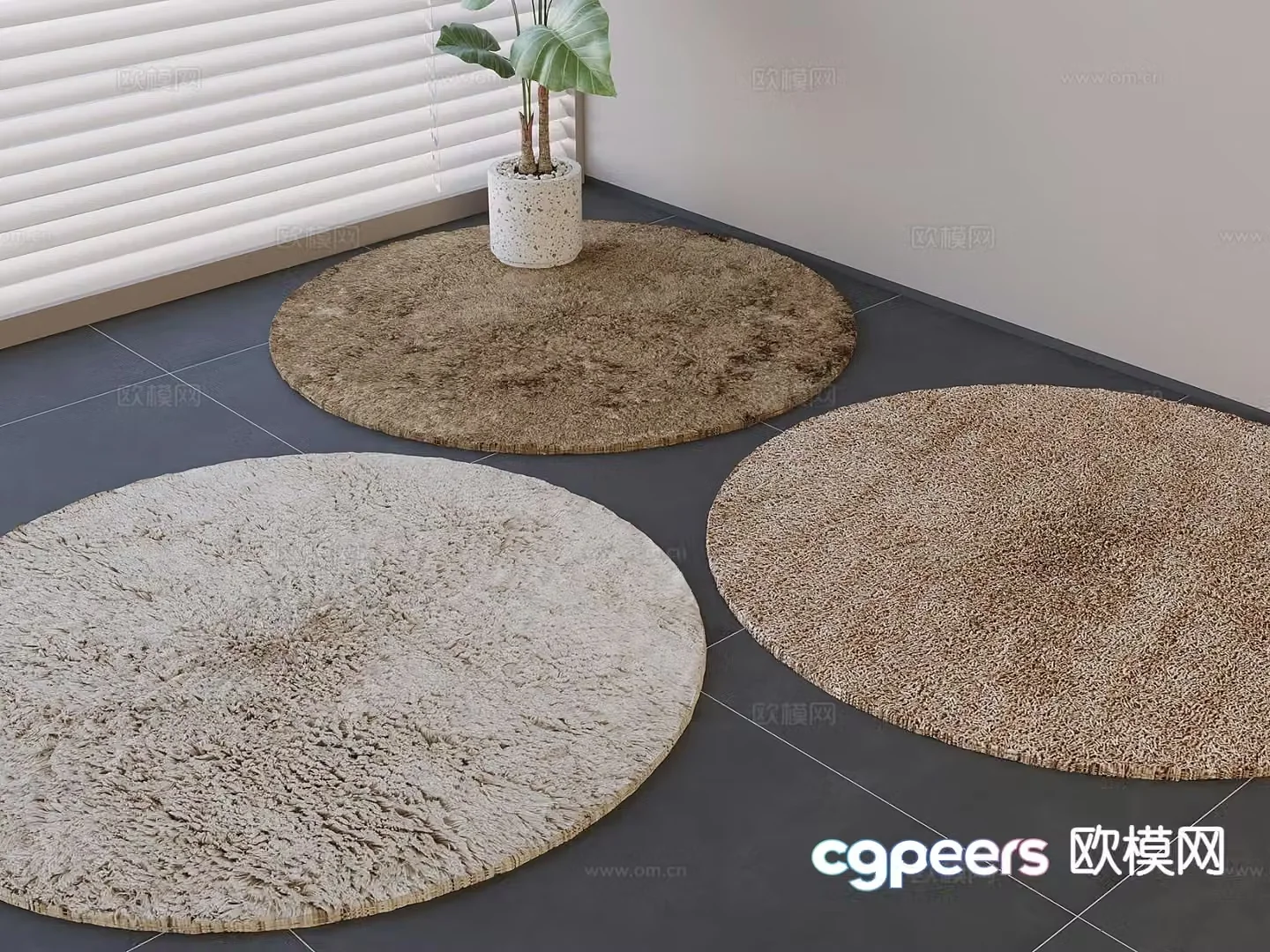 Round carpet plush carpet 3d model