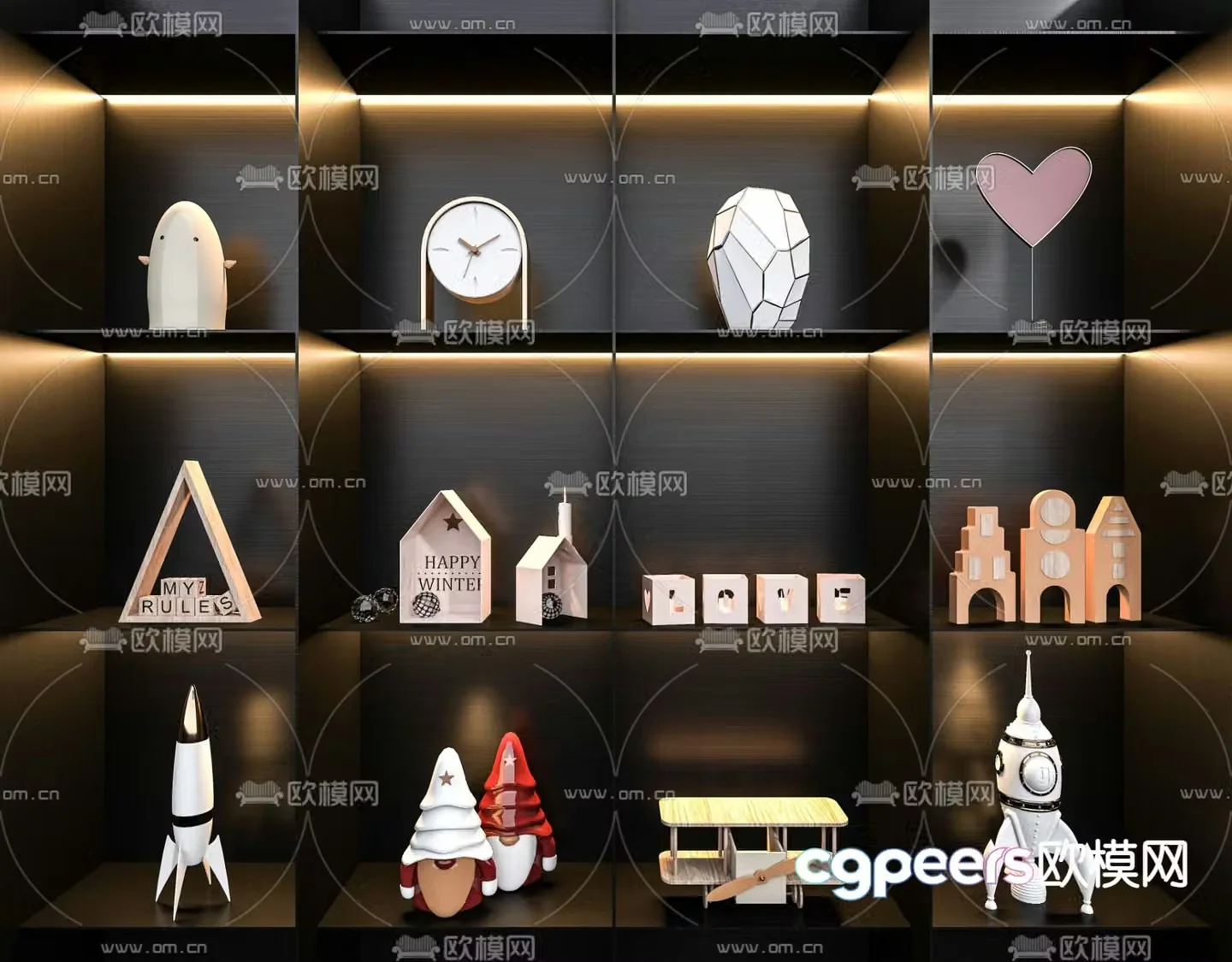 Modern wooden toy ornaments 3d model