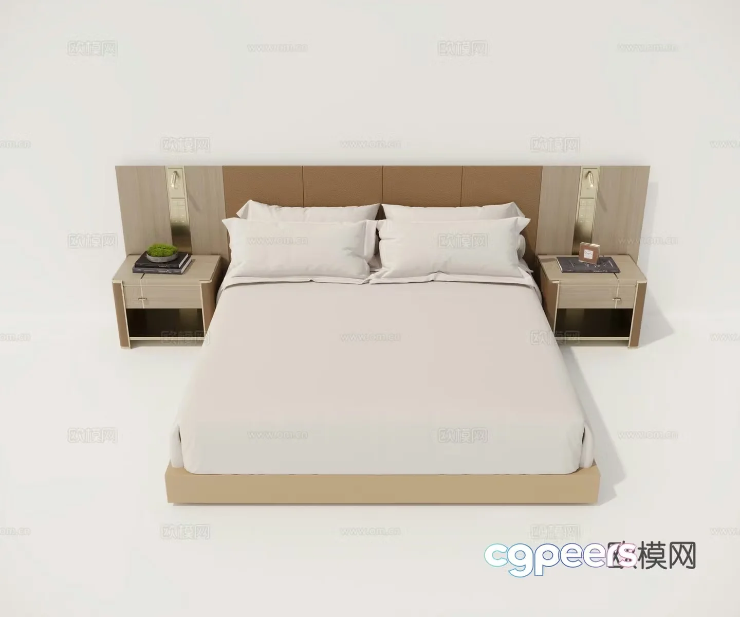 Double bed nightstand 3d model