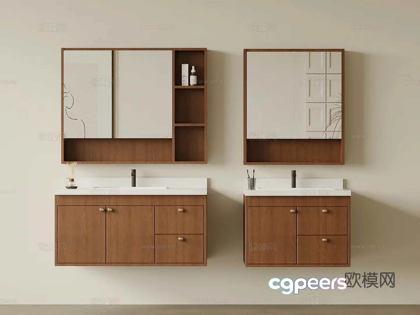 Middle-aged style bathroom cabinet 3d model
