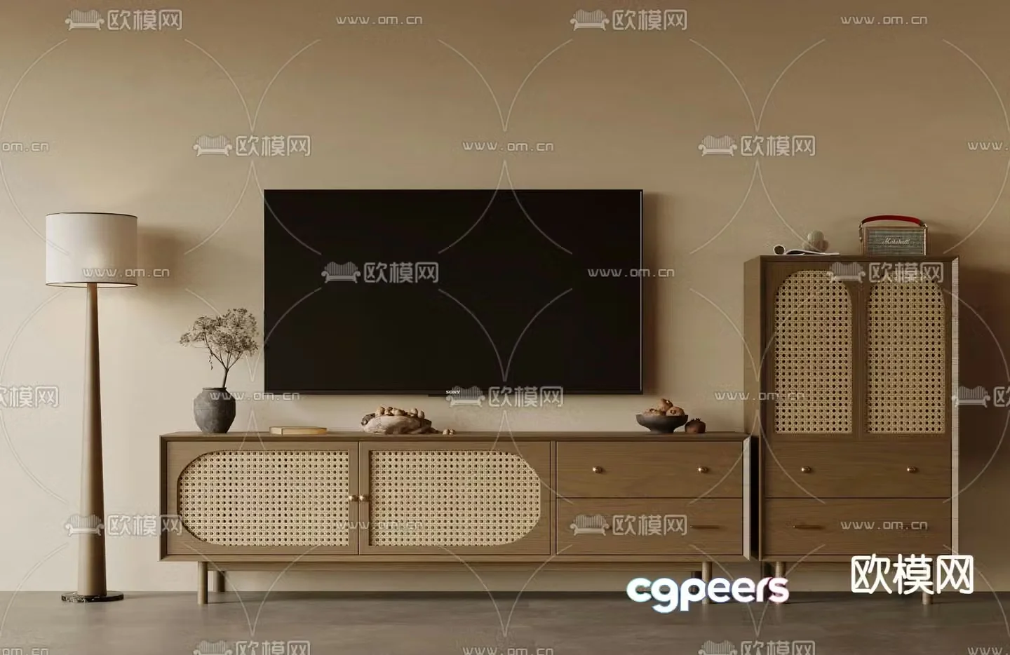 Medieval style TV cabinet 3D model