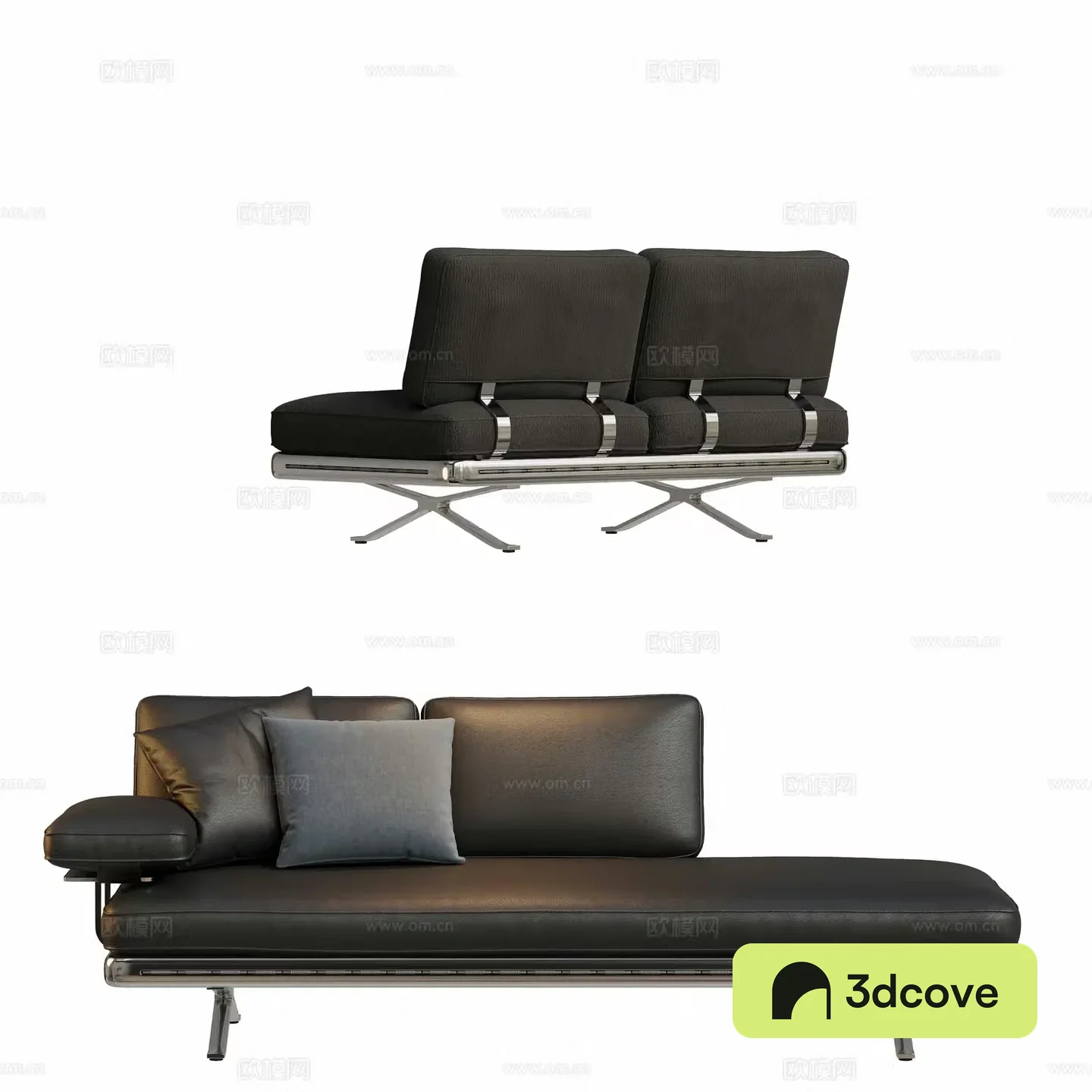 Double sofa leather sofa