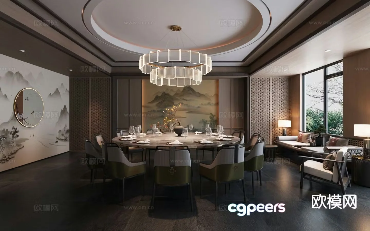 New Chinese restaurant private room 3D model