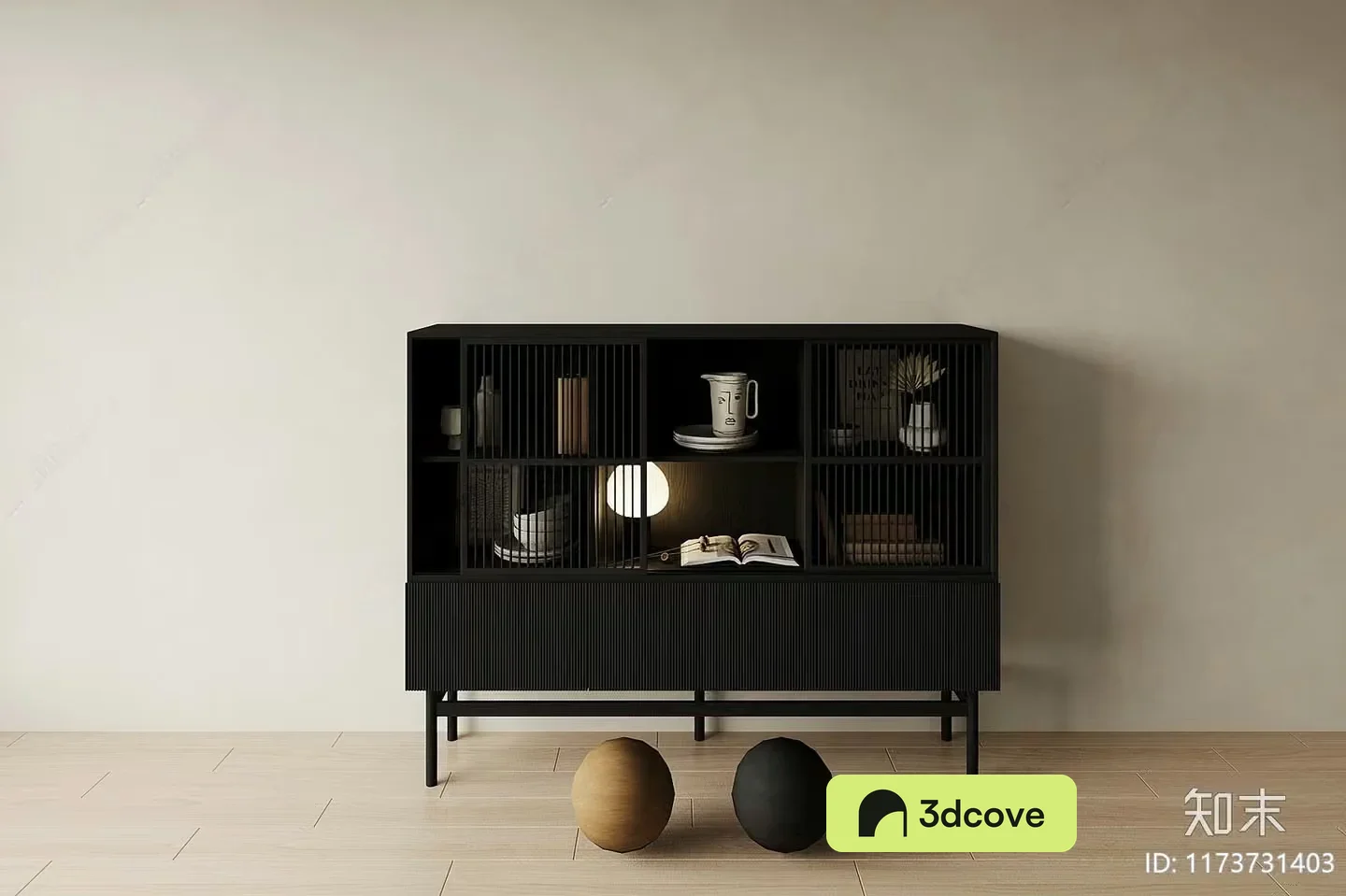 Black Cabinet With Decorative Objects