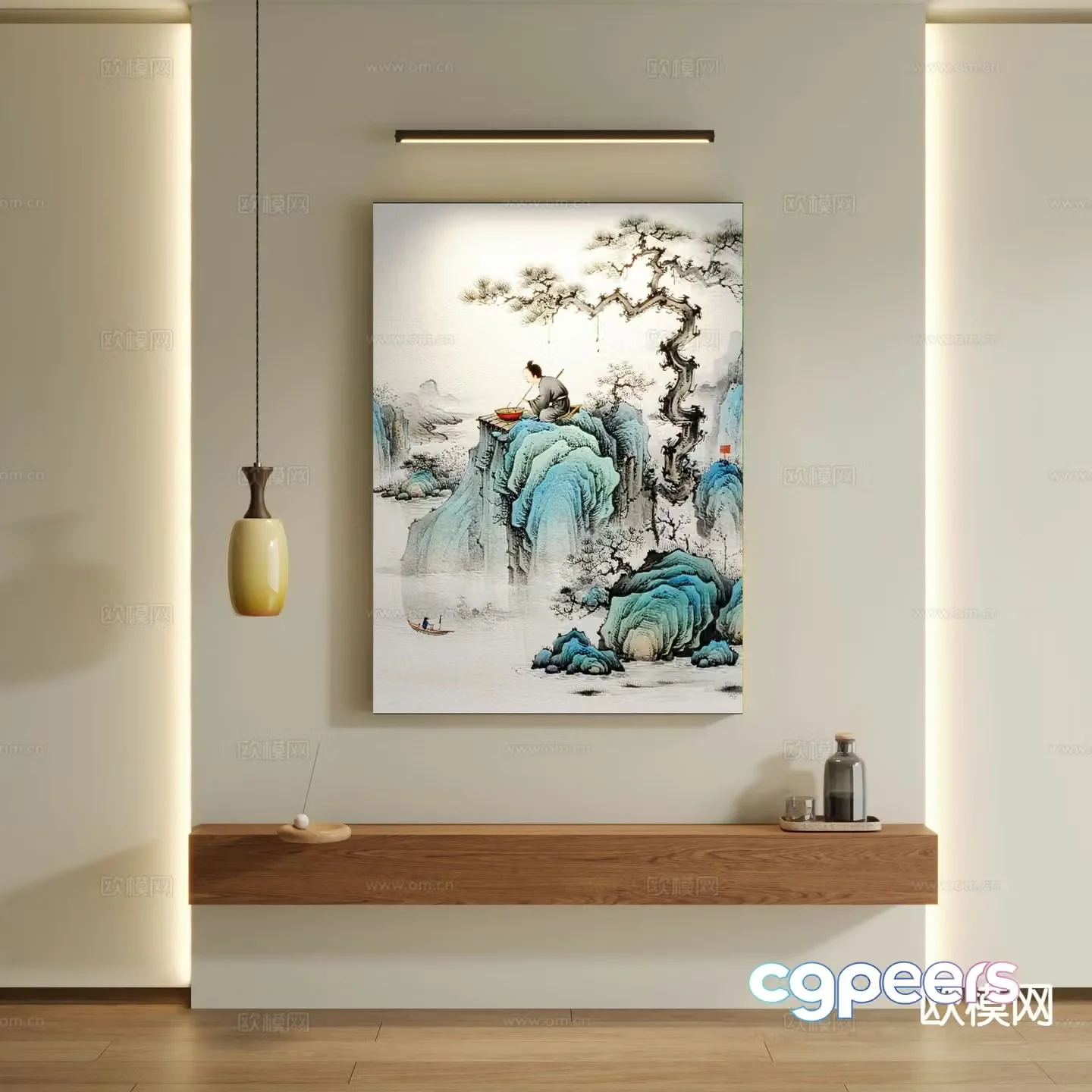 Chinese landscape painting ink painting decorative painting 3D model