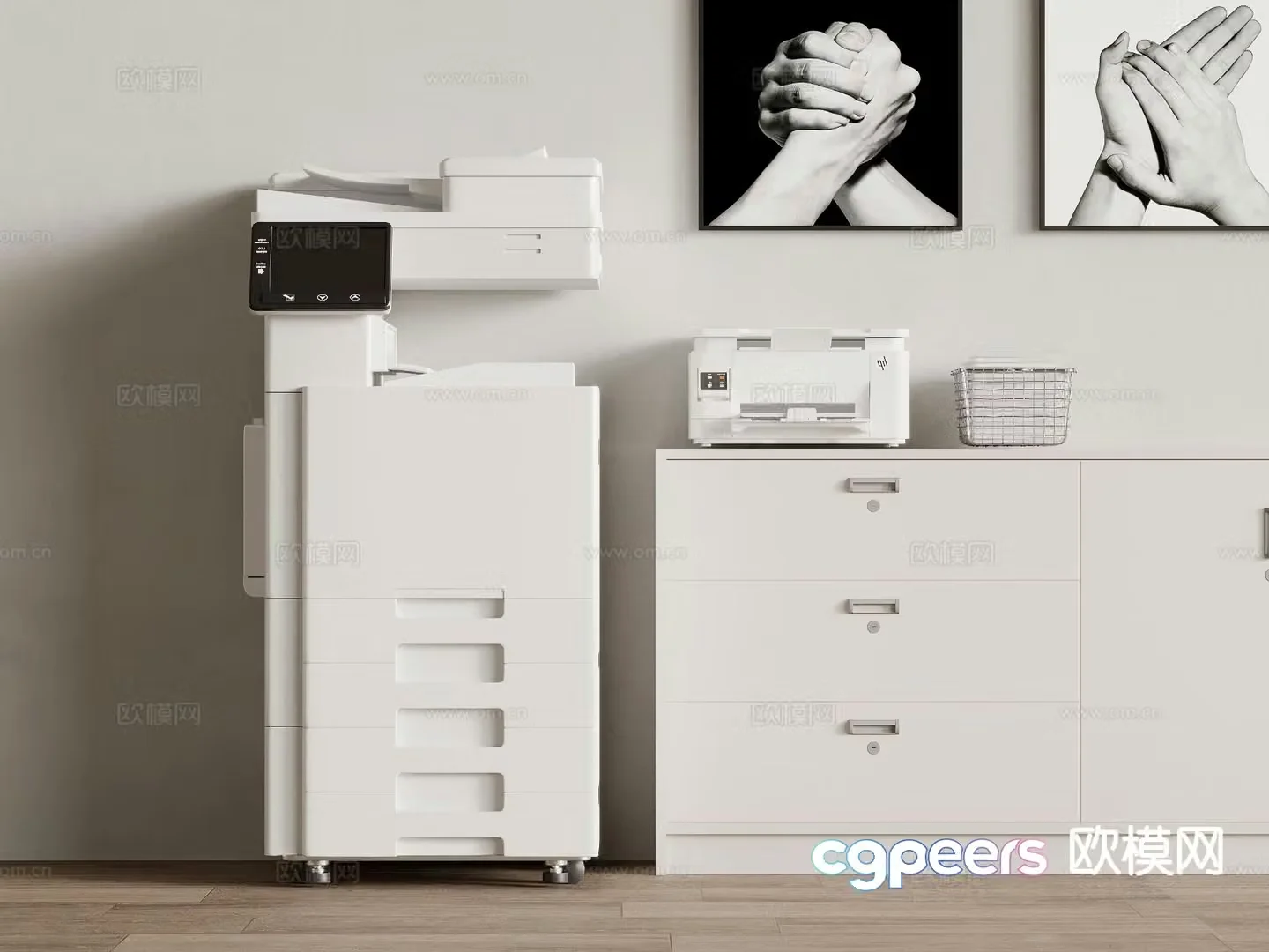 Modern office supplies printer copier 3d model