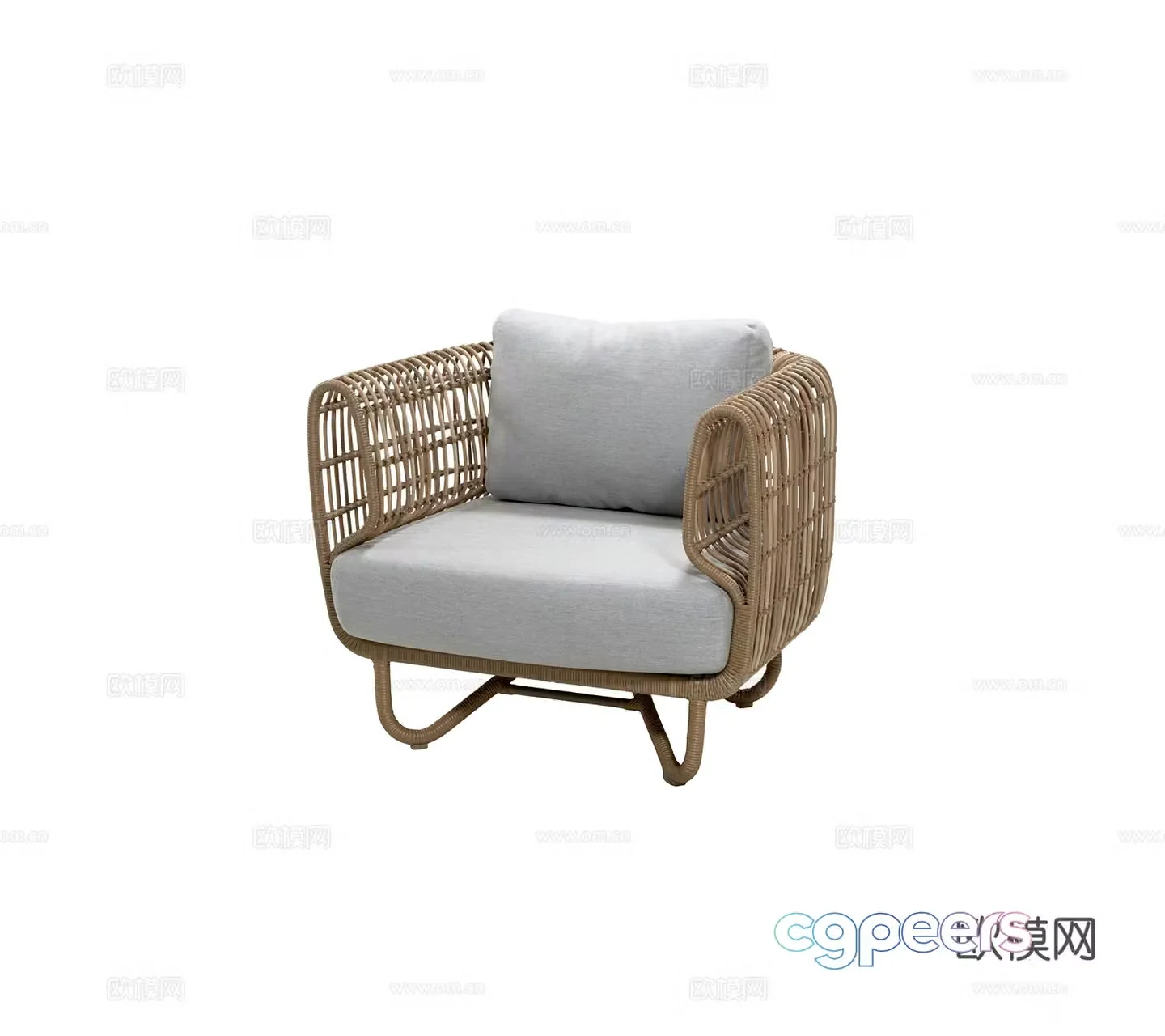 Modern outdoor courtyard garden chair bamboo weaving chair rattan chair Chinese style new Chinese style single sofa chair set 3D model