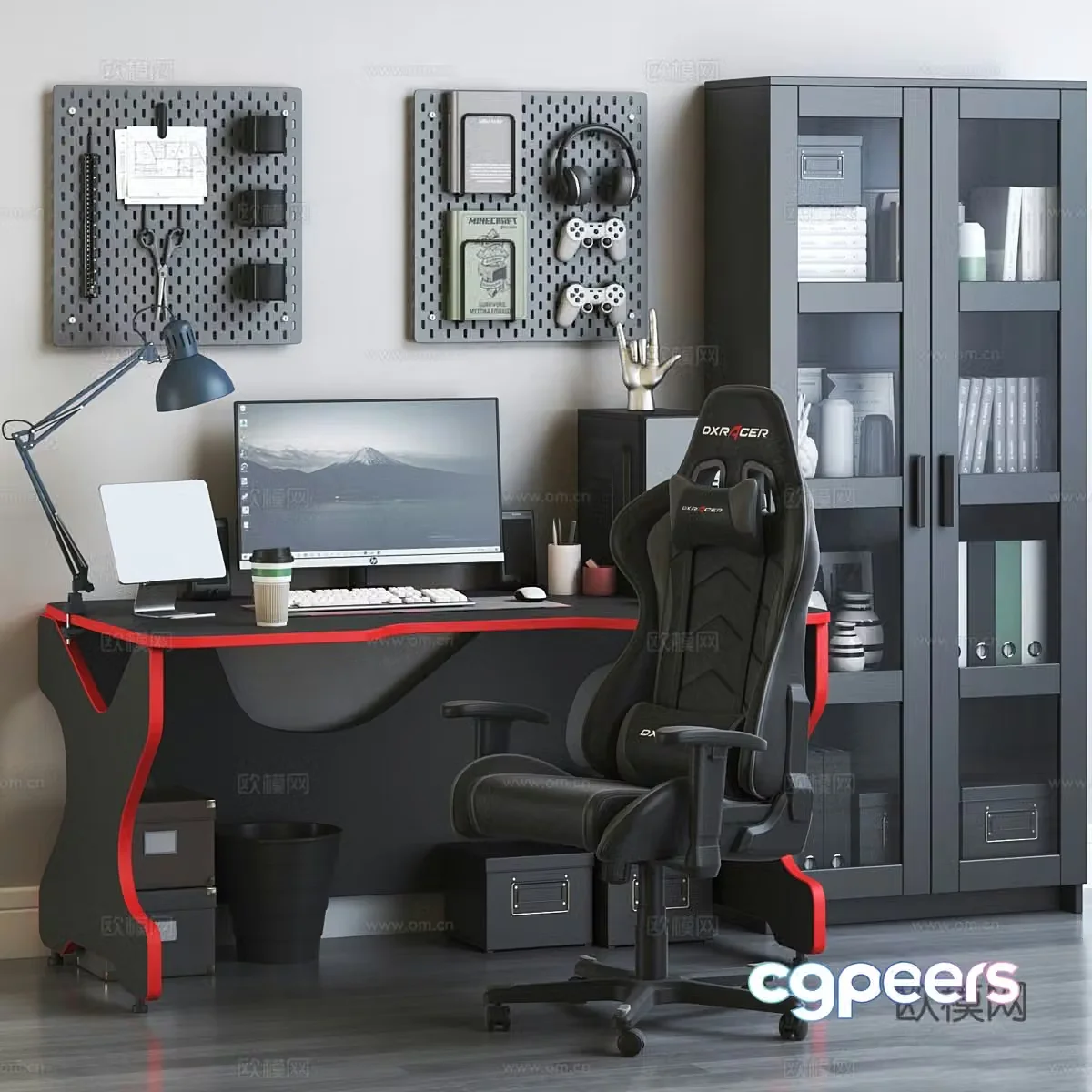 Modern computer desk and chair 3d model