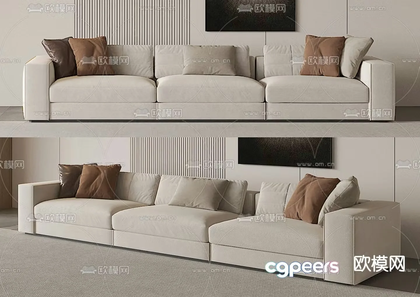 Three seater sofa upholstered sofa 3d model