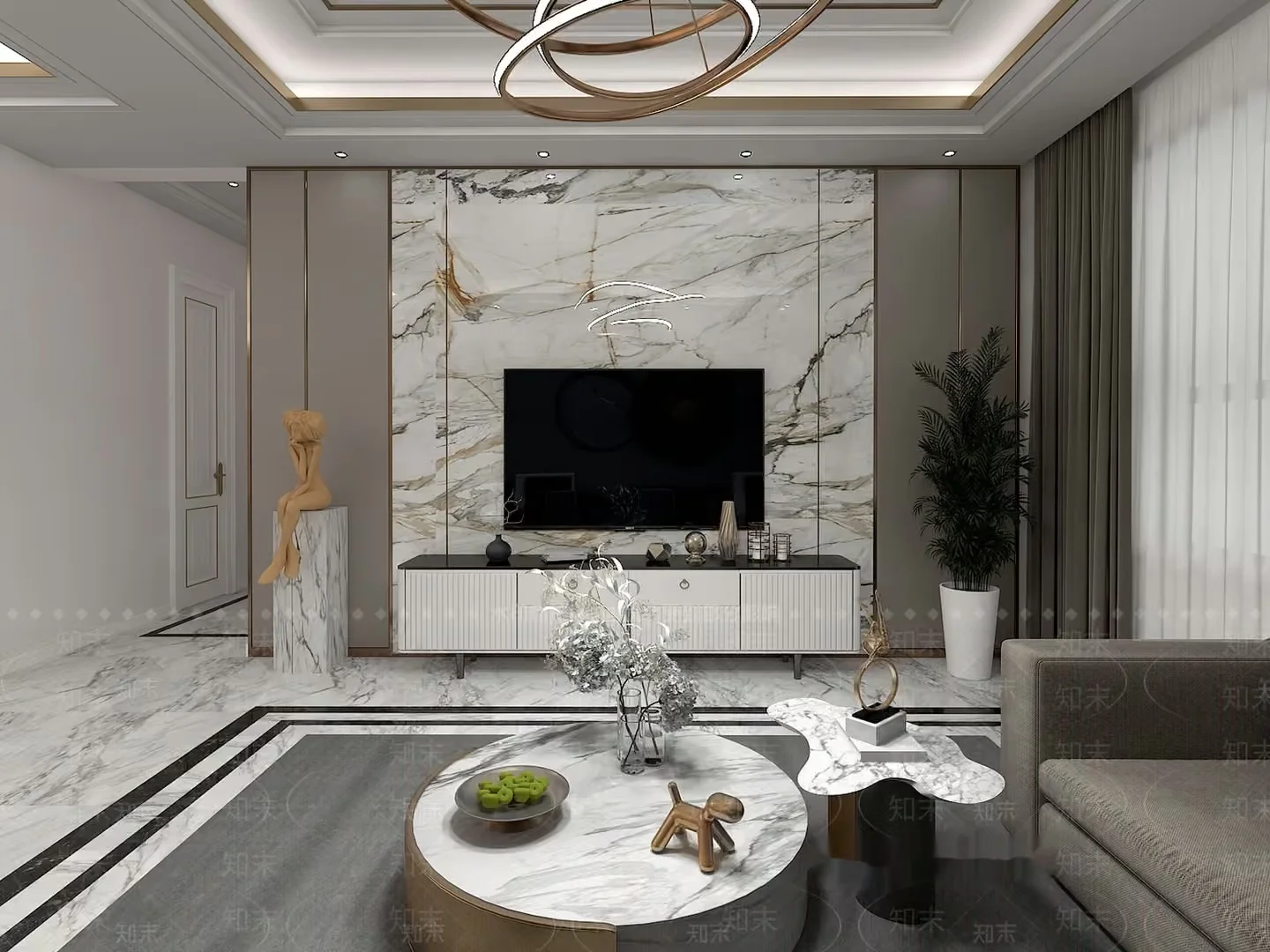 Modern Living Room 3D Model – 3020 – VRAY Render