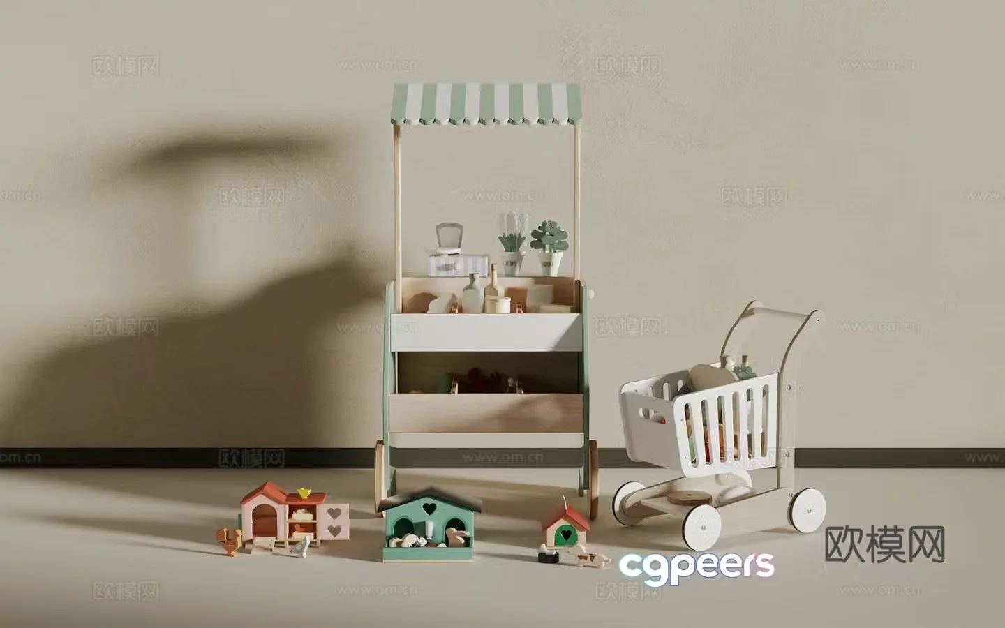 Children’s building blocks toy cart 3d model