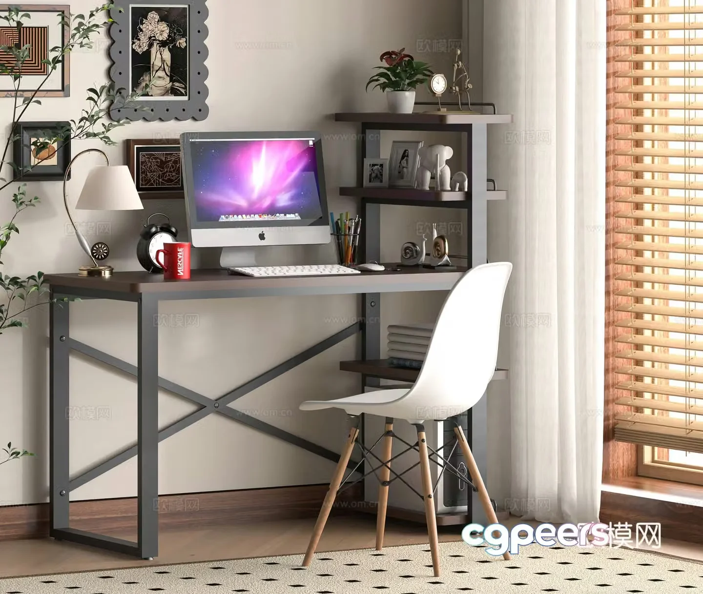 Modern computer desk 3d model