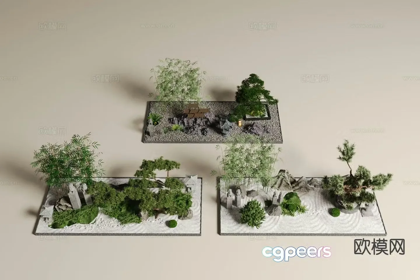 Rockery waterscape courtyard landscape sketch 3D model