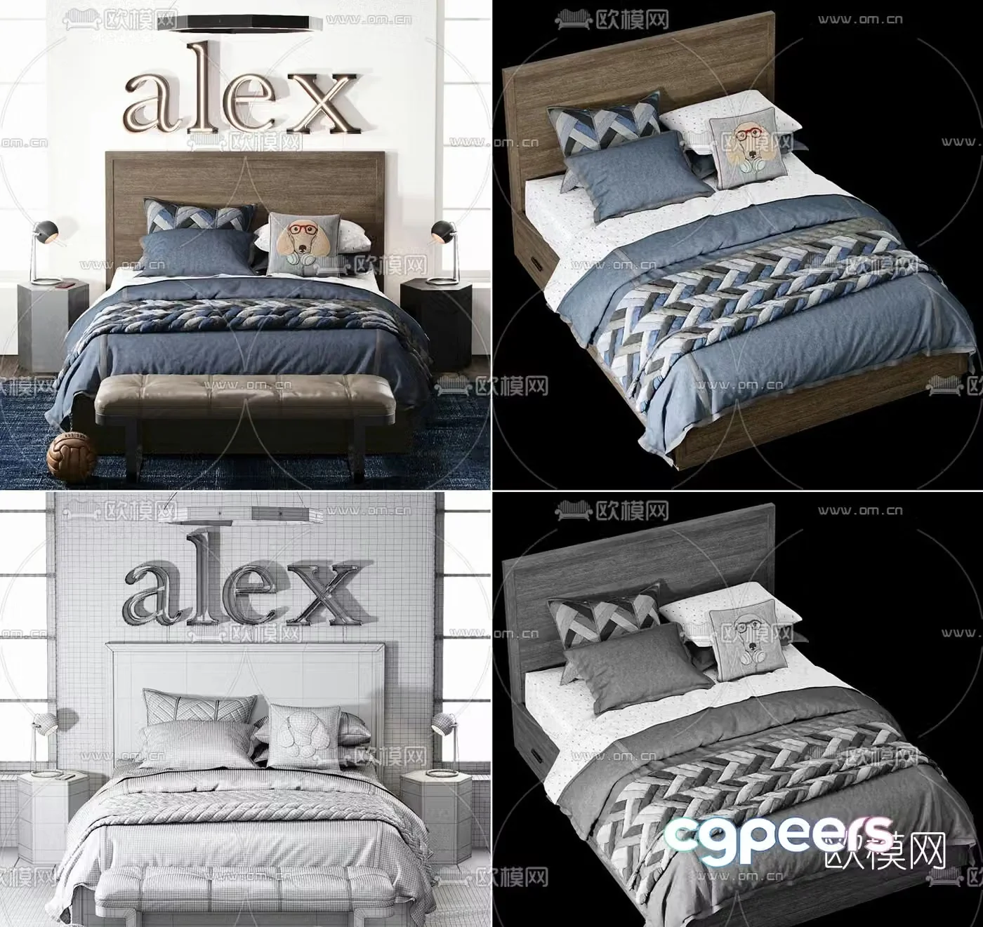 Modern wooden children’s bed 3d model