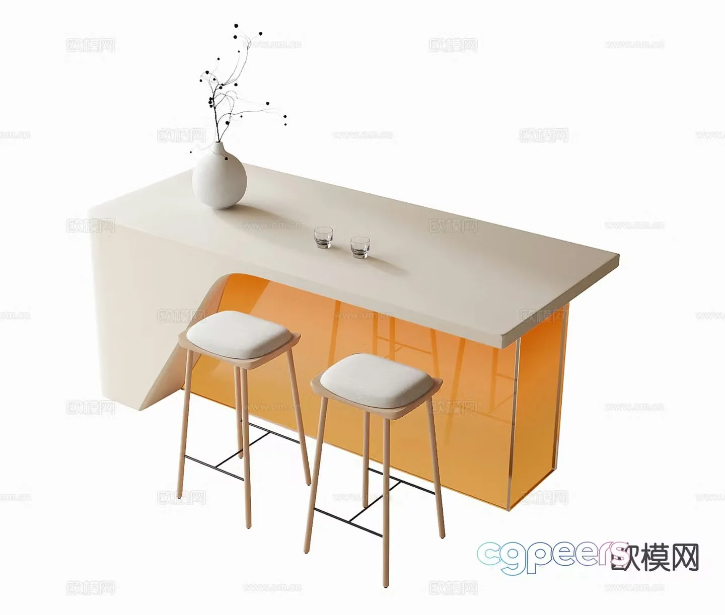 Modern bar bar chair 3d model