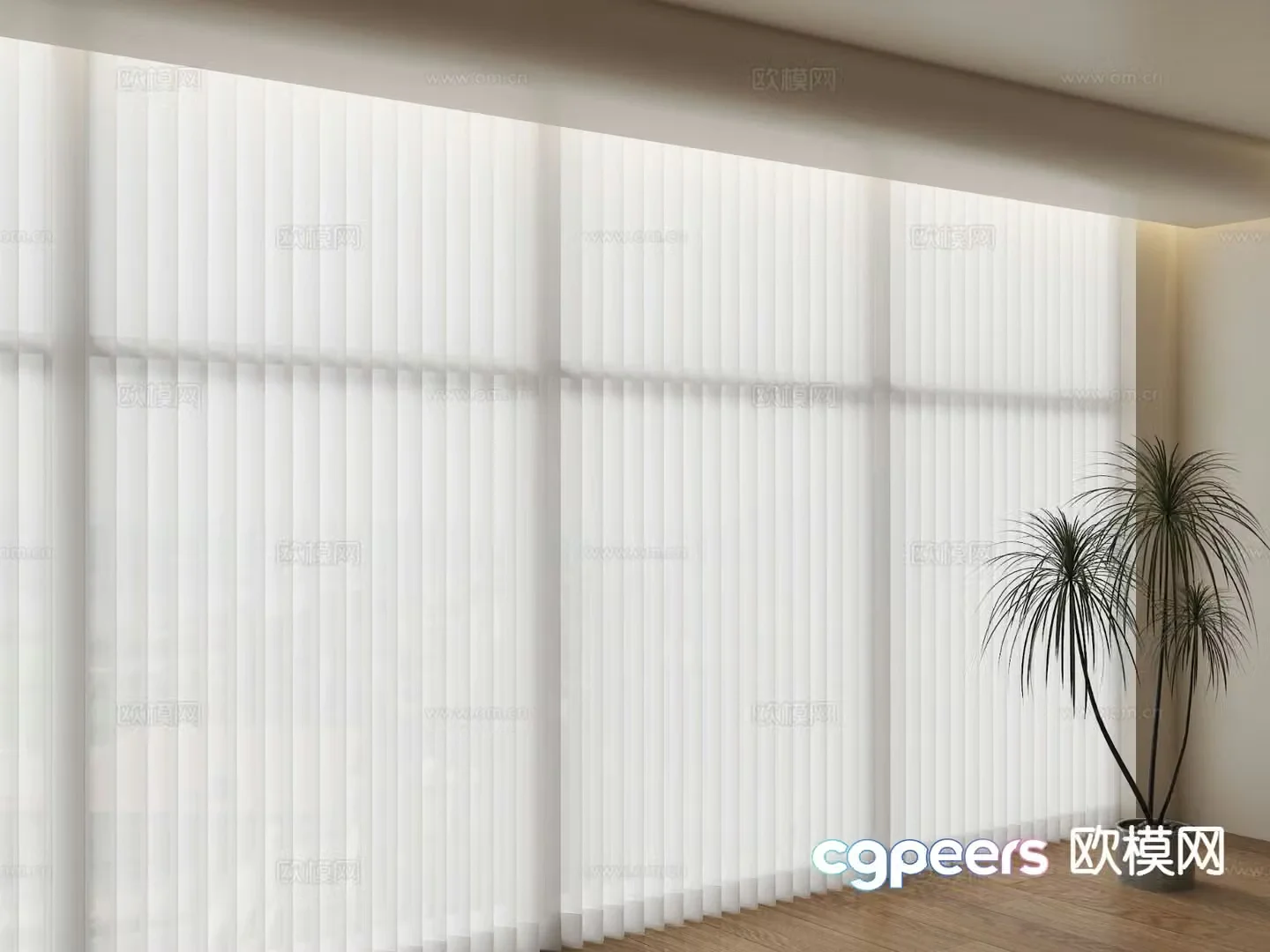 Cream style curtains fantasy curtains 3d model