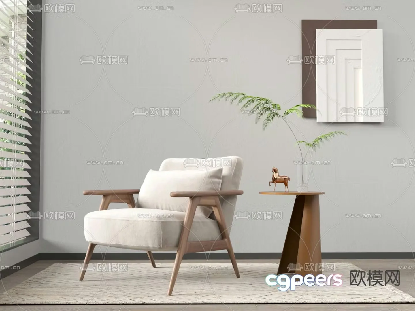Japanese single chair seat 3d model