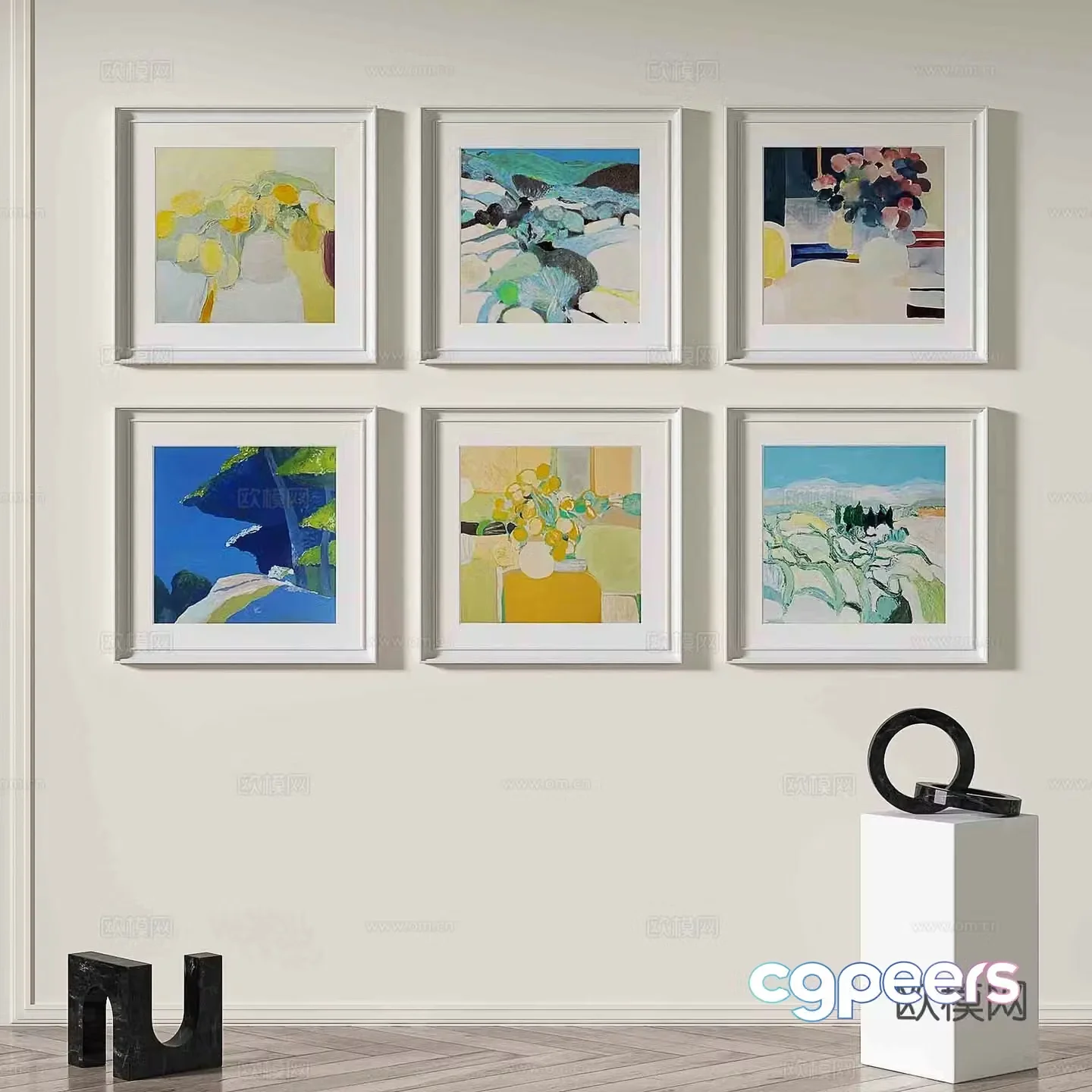 Modern oil painting decorative painting 3d model