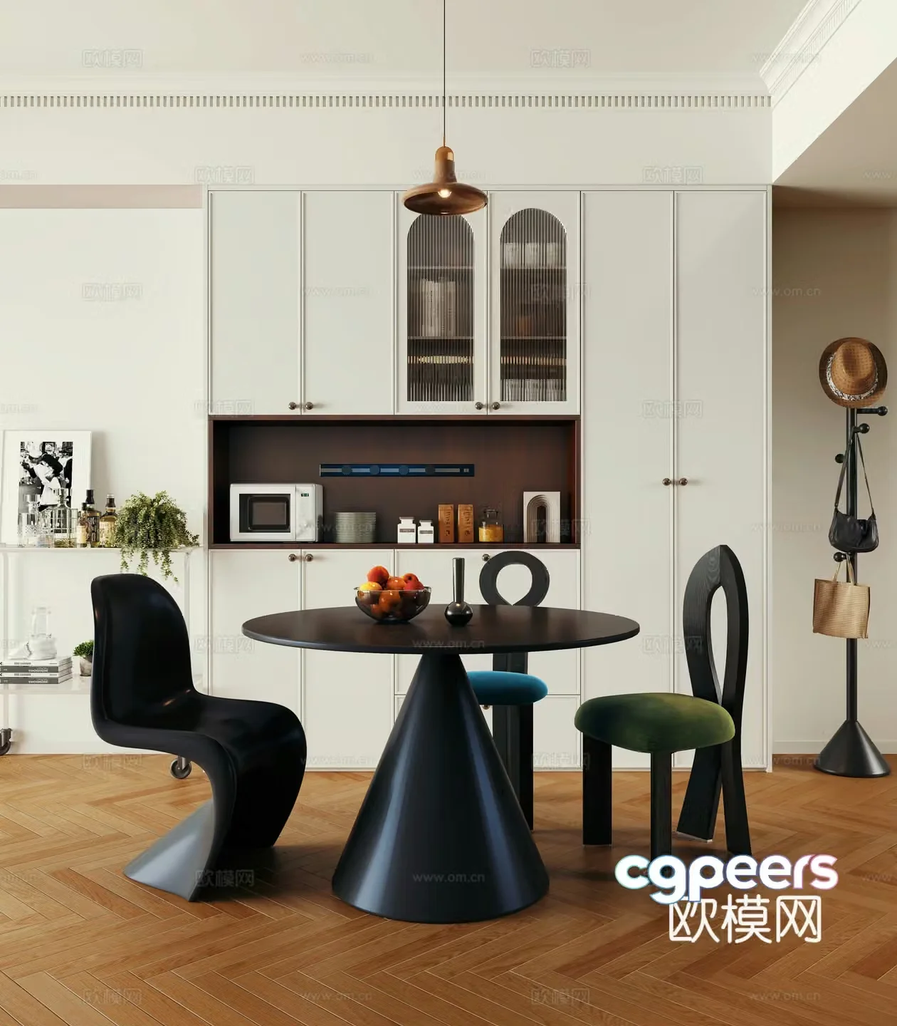 French dining table and chairs 3d model