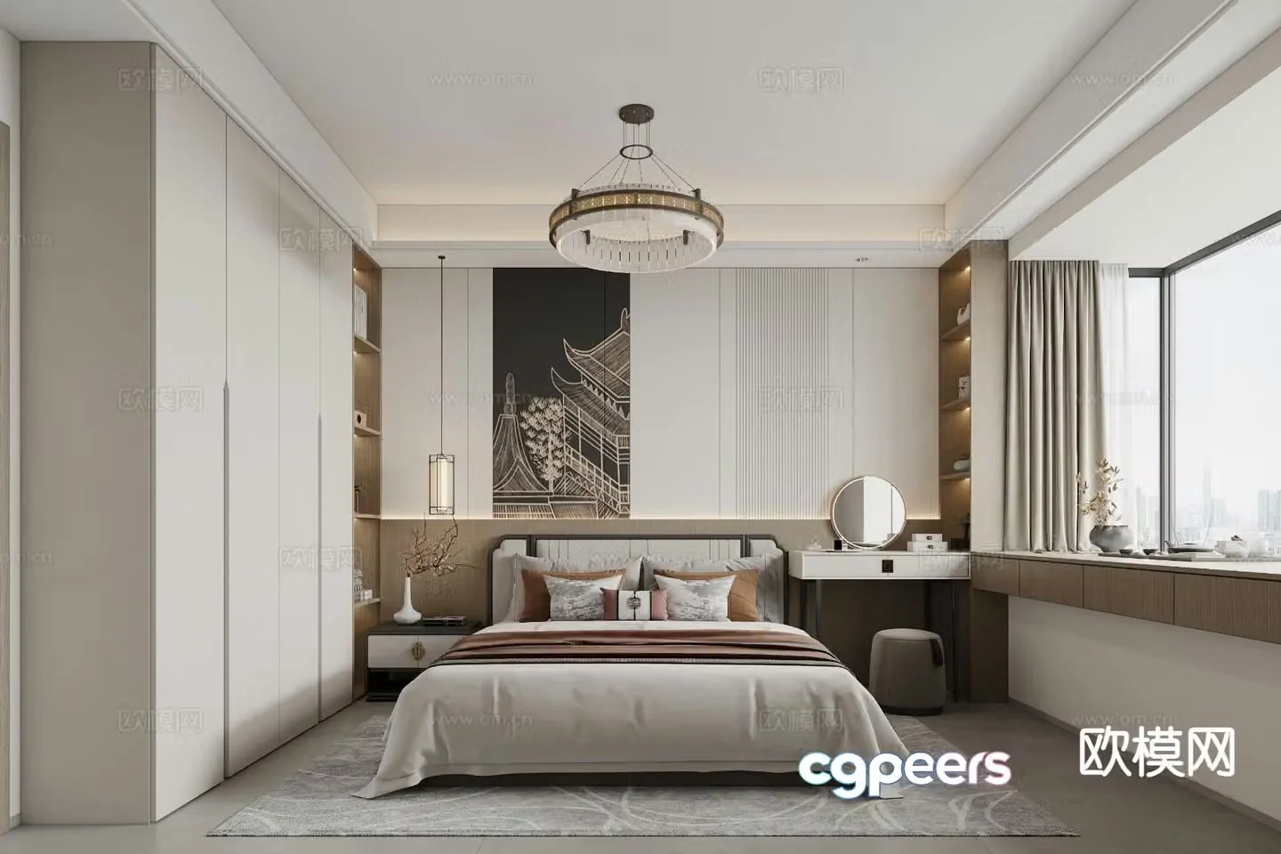 New Chinese style bedroom master bedroom 3d model
