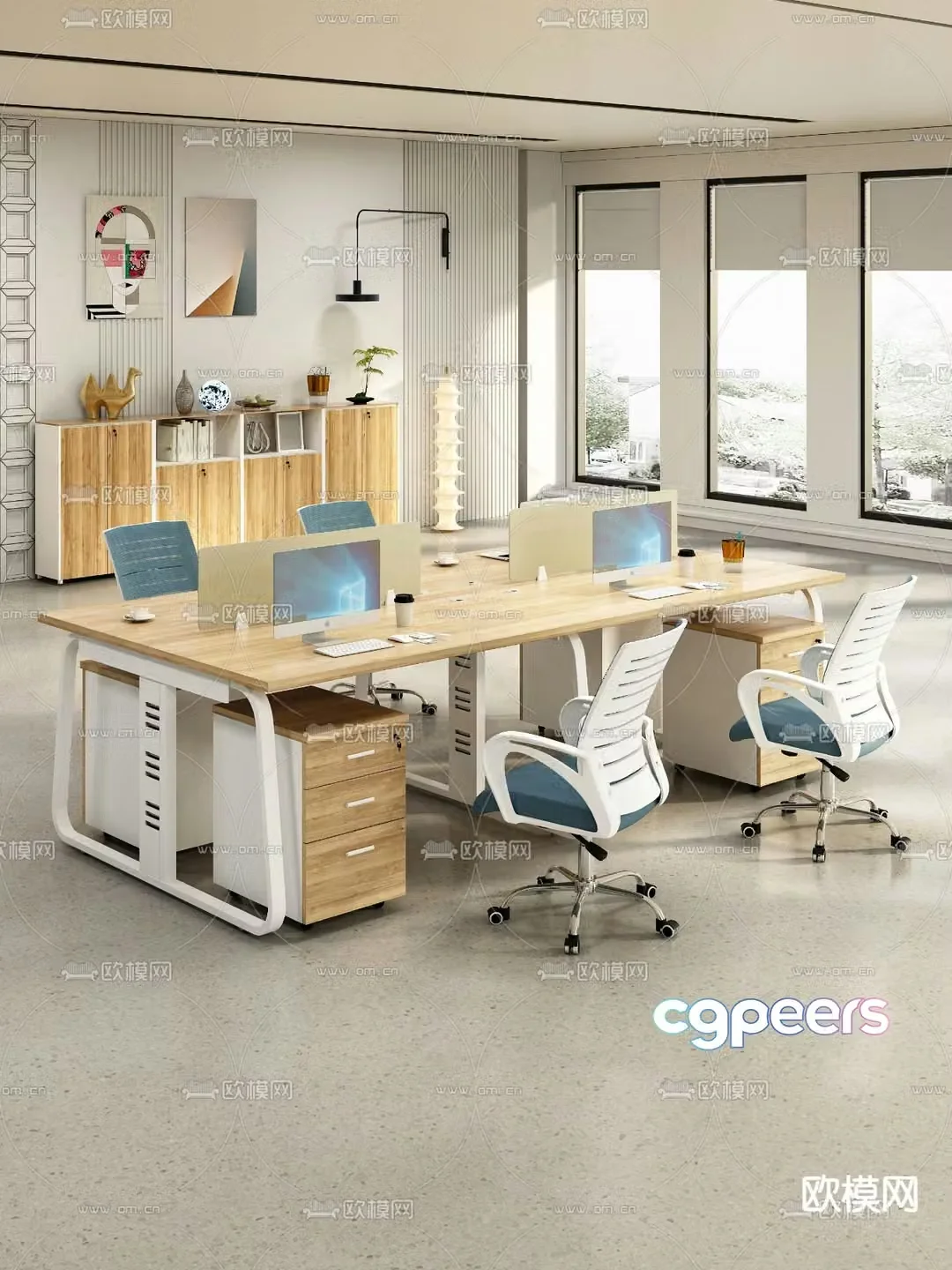 Card space desk workstation 3D model