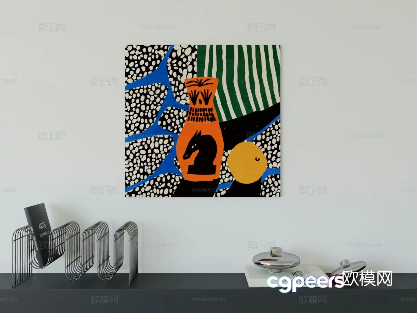 Modern minimalist cute cartoon character boy room girl room hanging painting 3d model