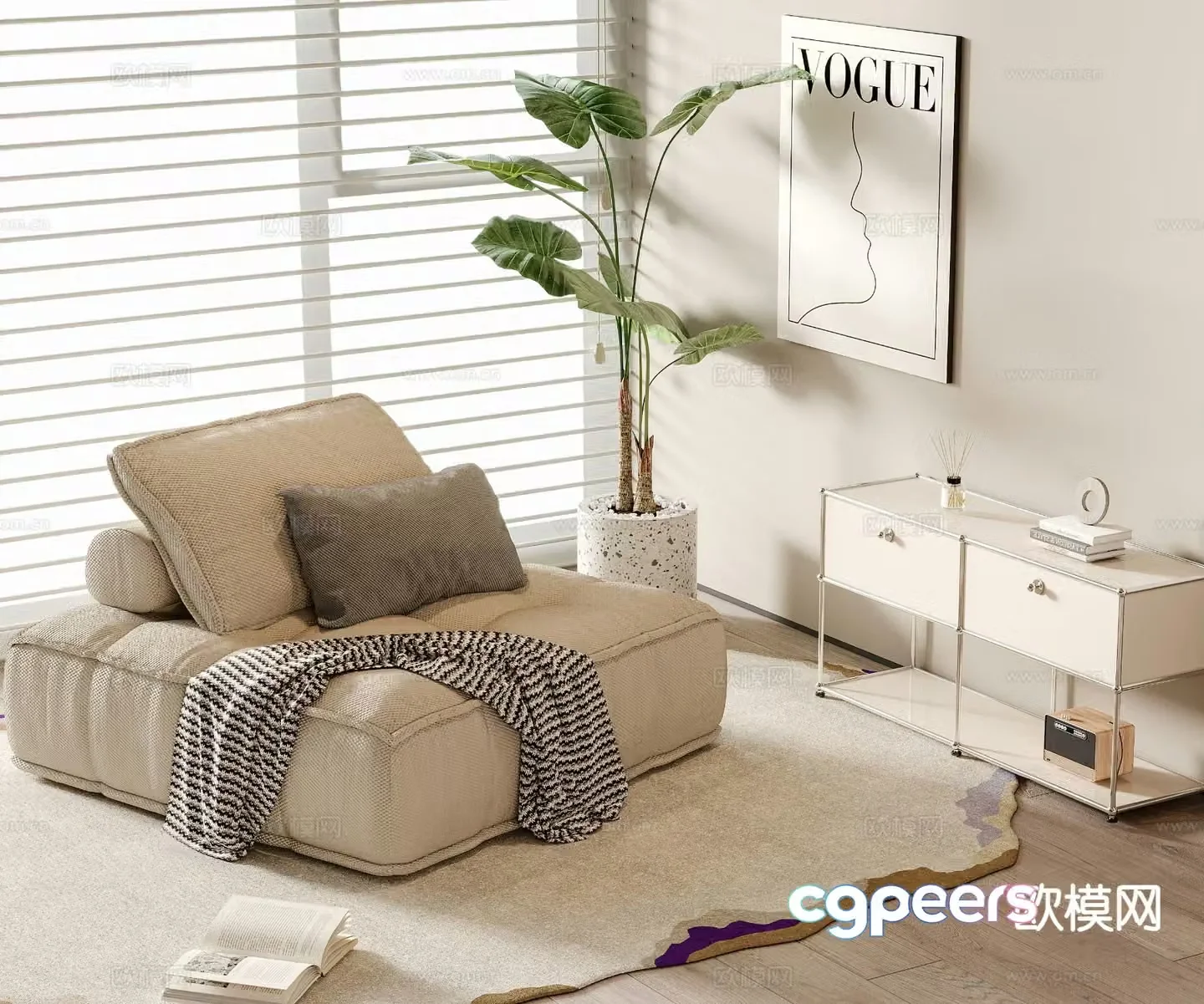 Modern single sofa lazy sofa 3d model