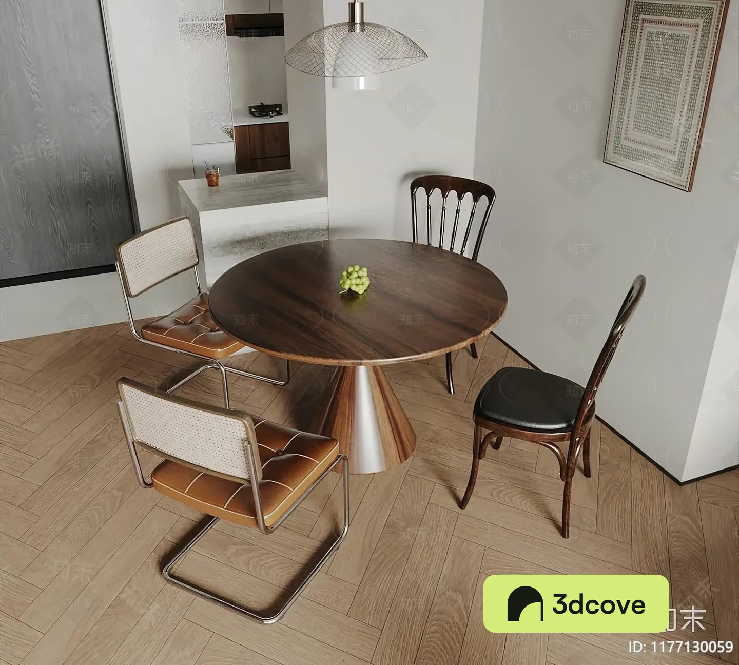 A Small Dining Table With Four Chairs