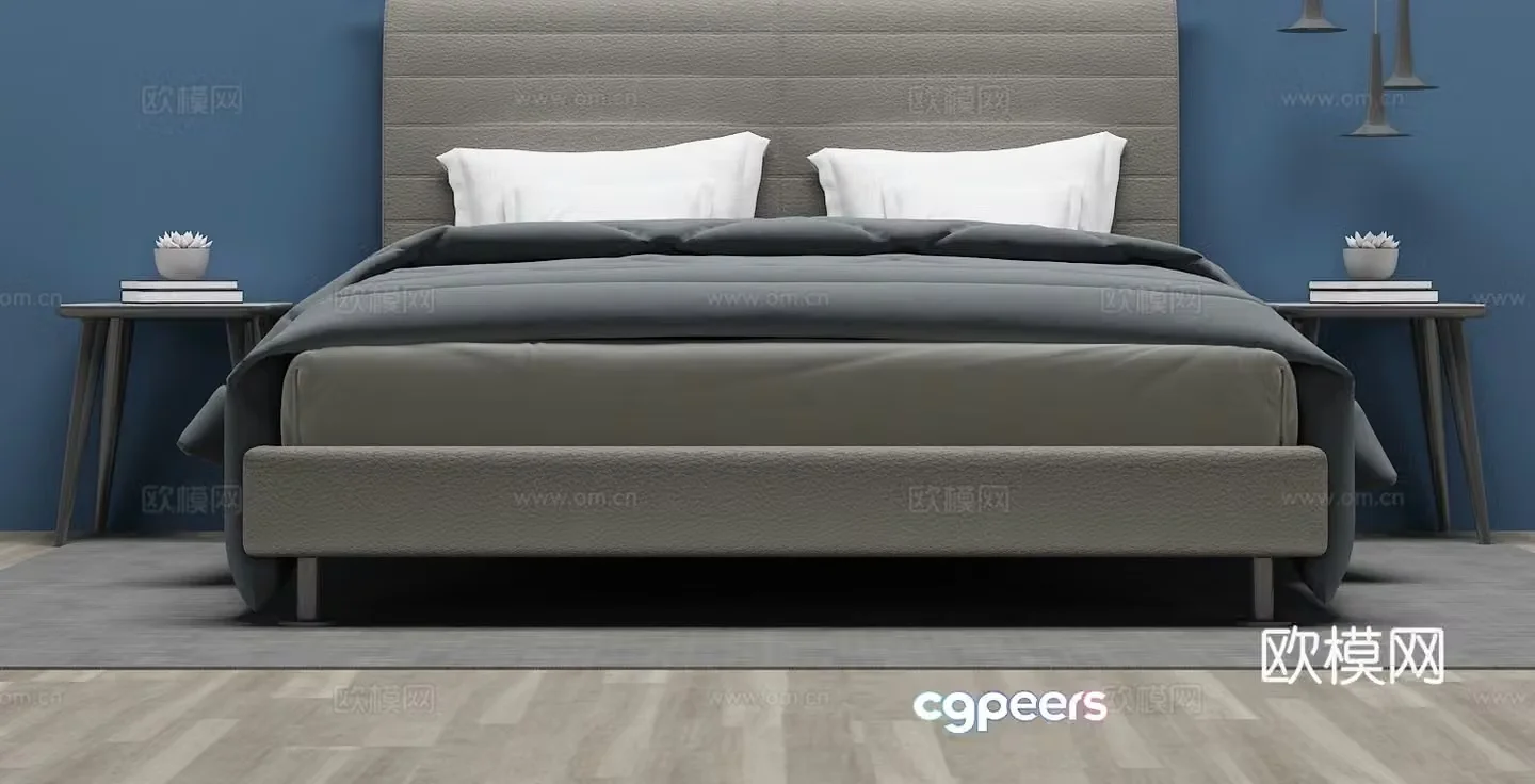 Modern double bed 3d model