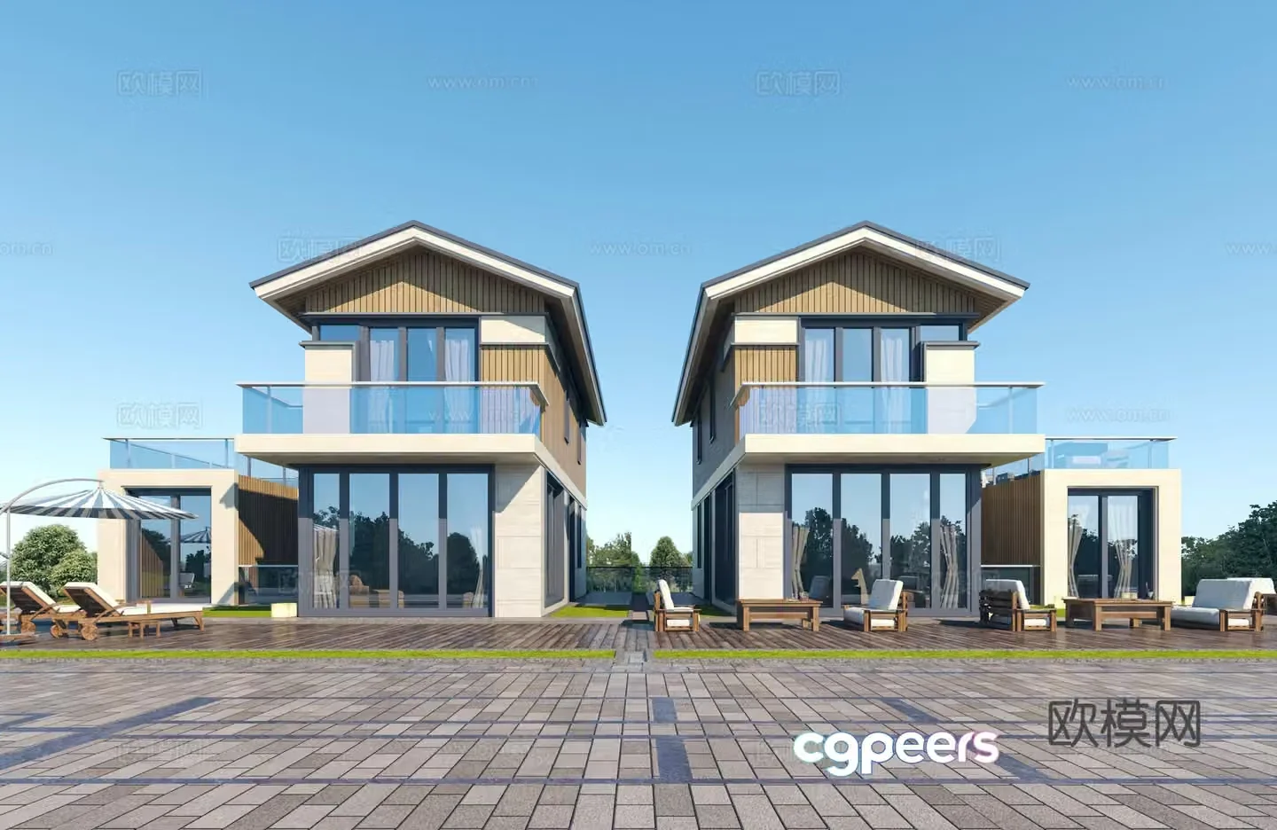 Modern town villa appearance 3D model
