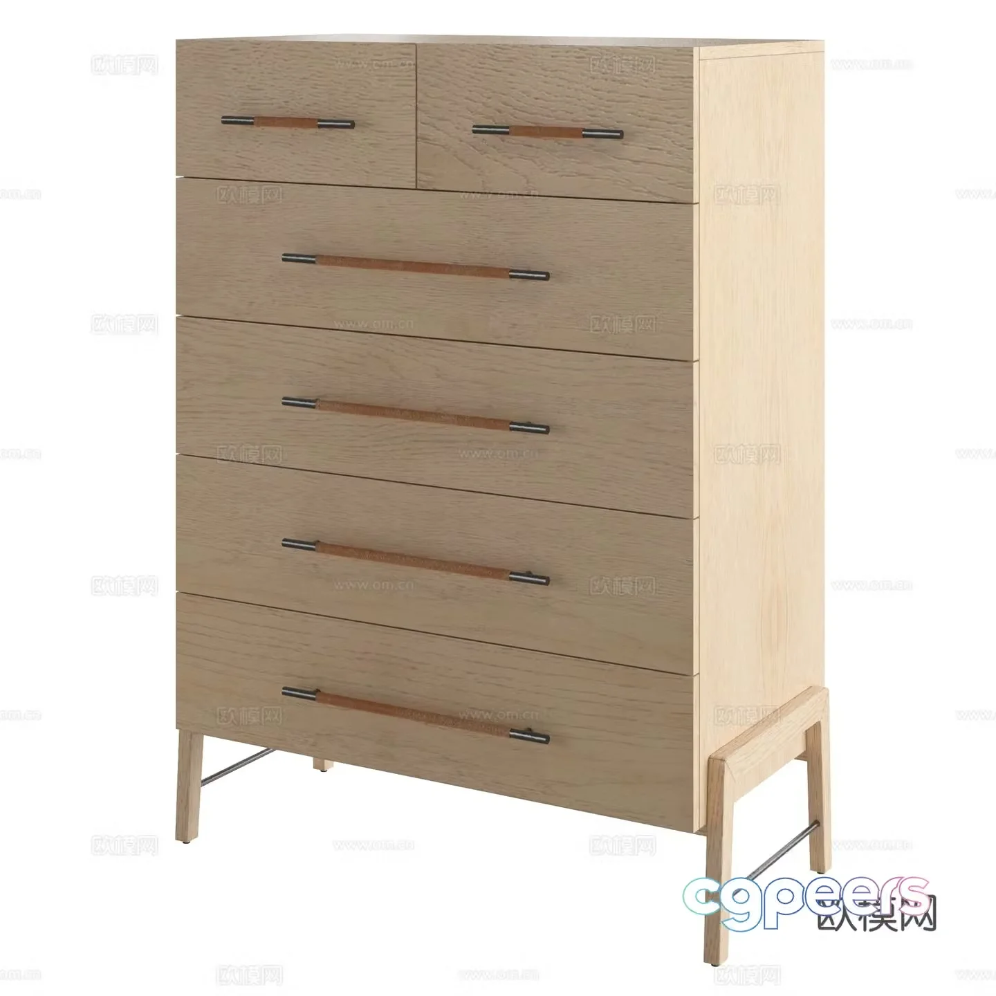 Mulan high six drawer chest 3d model