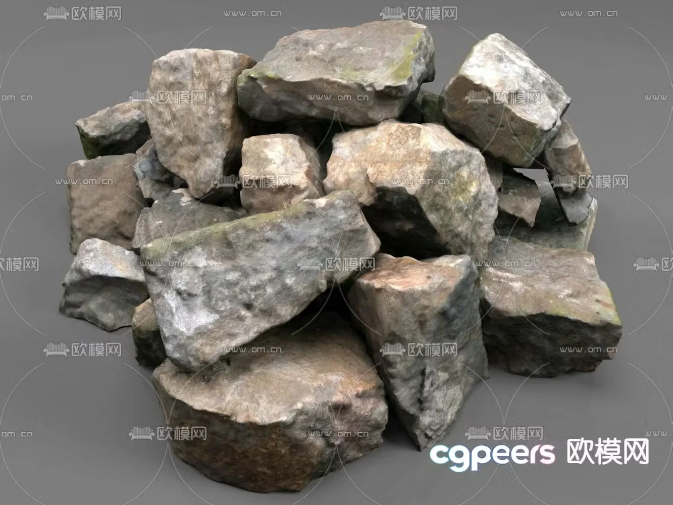 stone rock stone pile 3d model