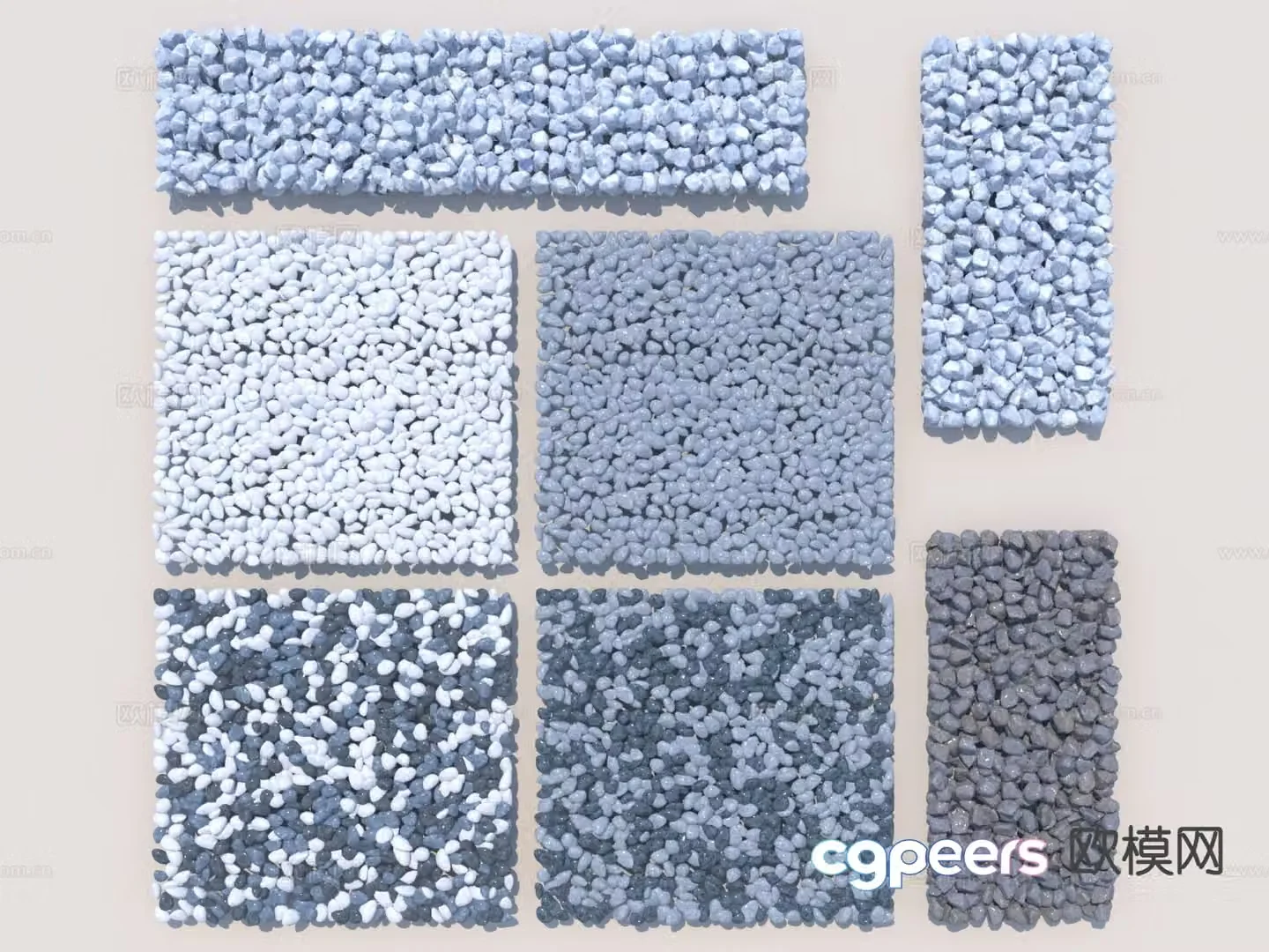 stone gravel paving cobblestone 3d model