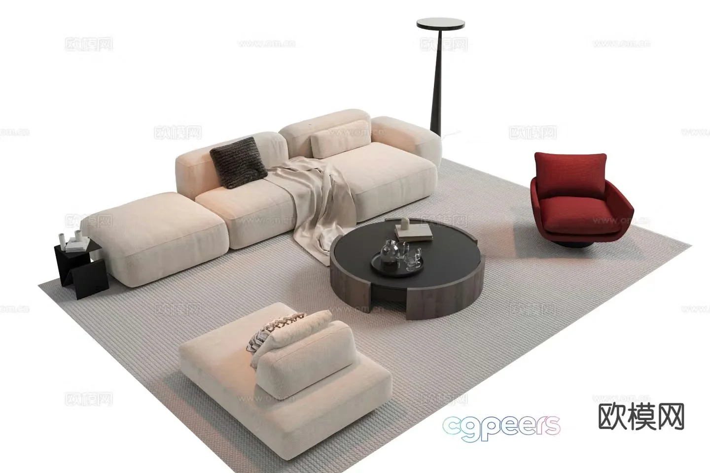 Modern sectional sofa 3d model