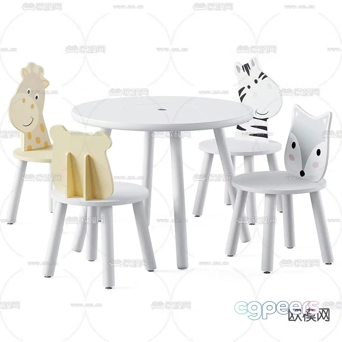 Modern children’s table and chair 3d model