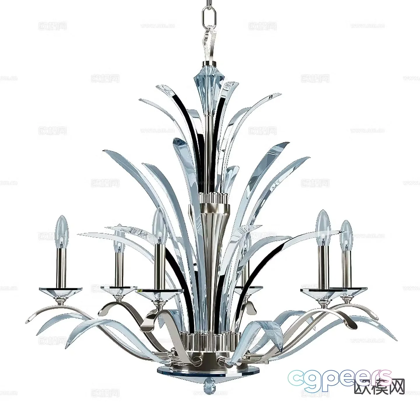 Modern candlestick chandelier 3d model