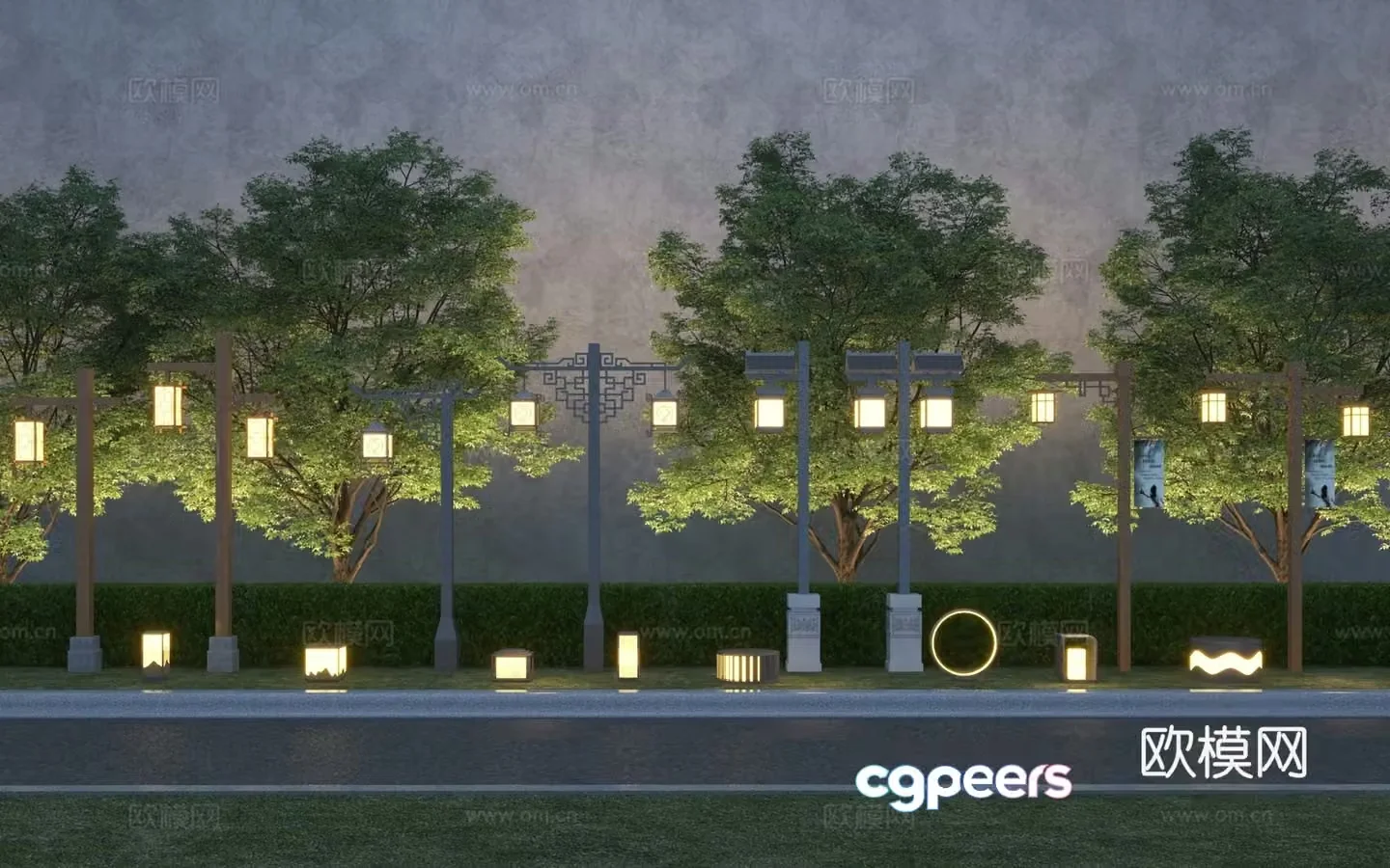 New Chinese-style landscape light street light 3d model