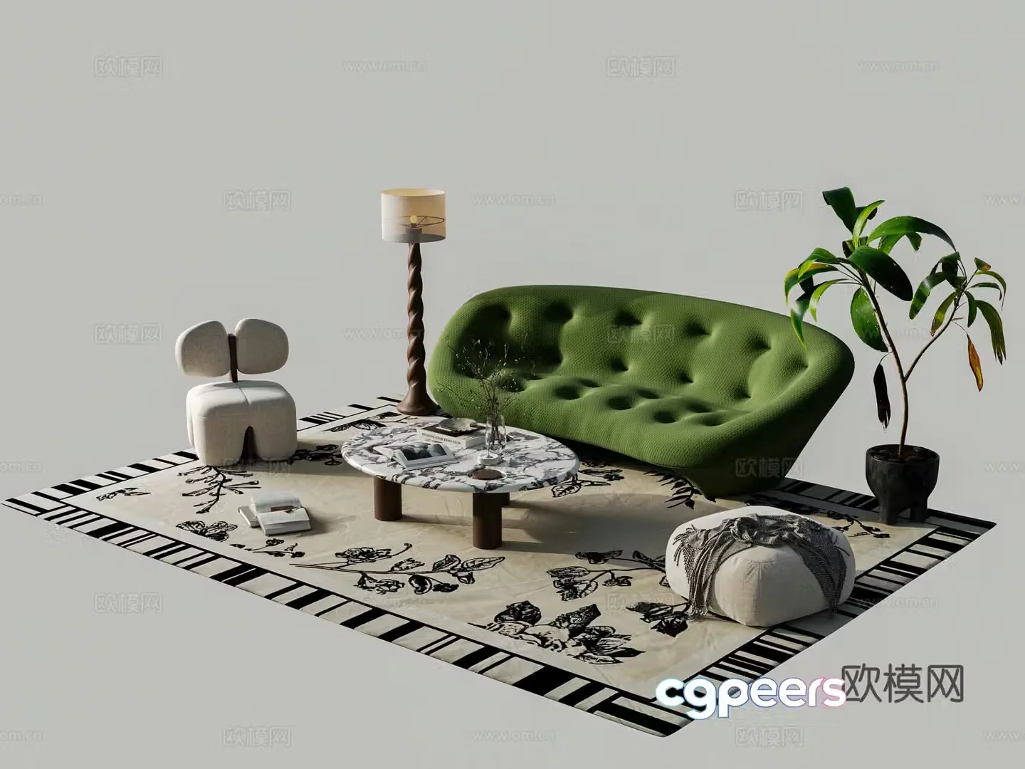 French sectional sofa 3d model