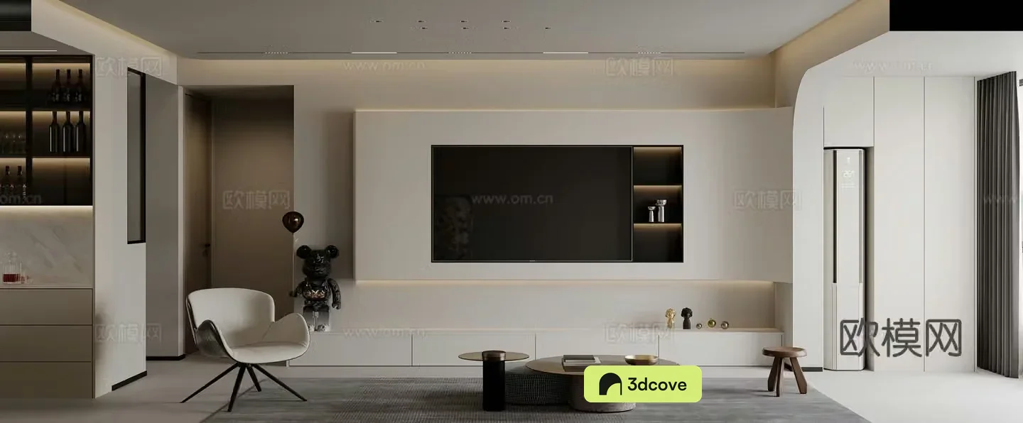 Modern living and dining room