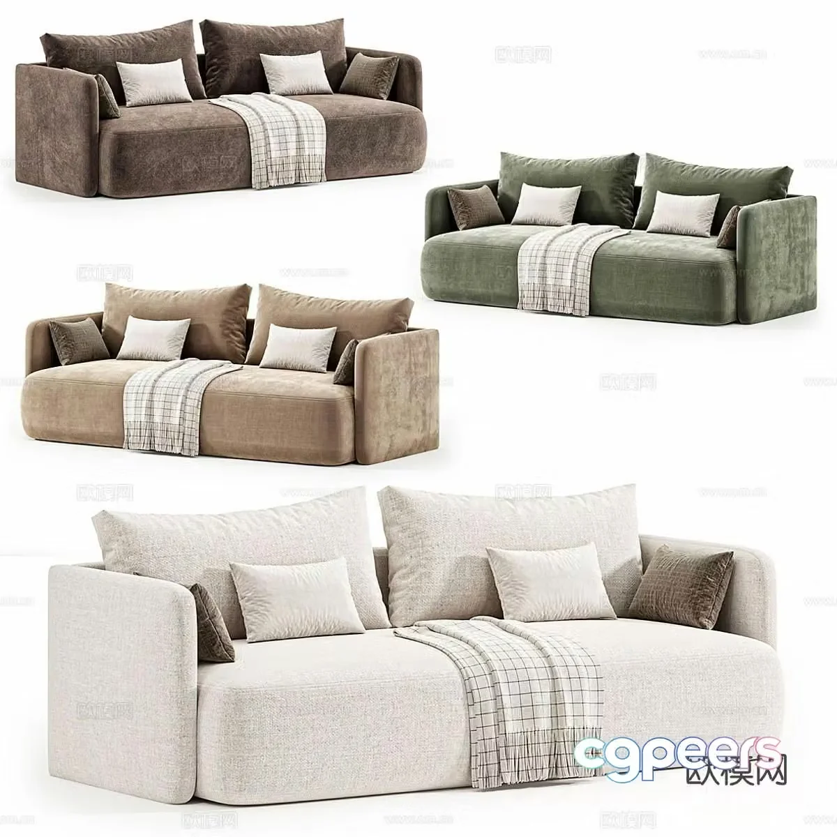 cazarina double sofa tofu block sofa 3d model
