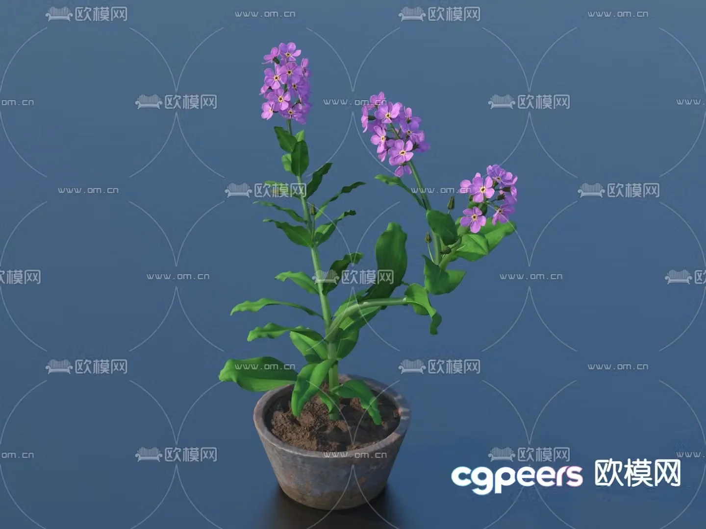 Flower pot pot green plants flower 3d model