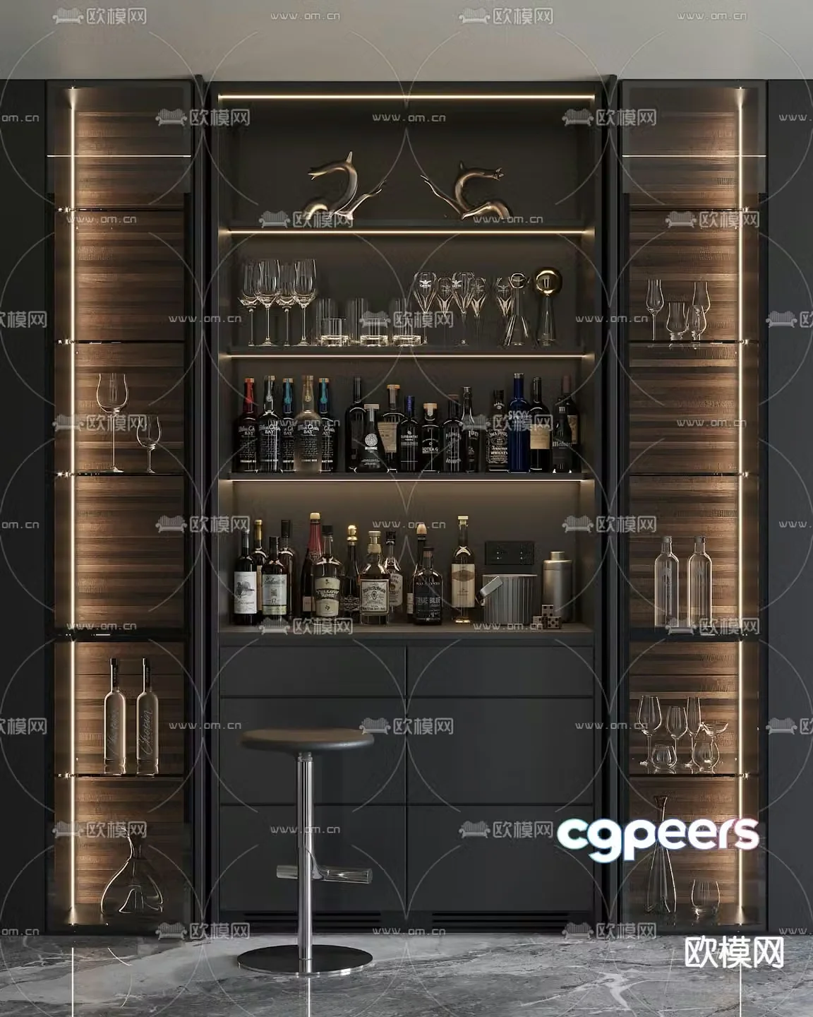 Modern wine cabinet wine rack 3d model