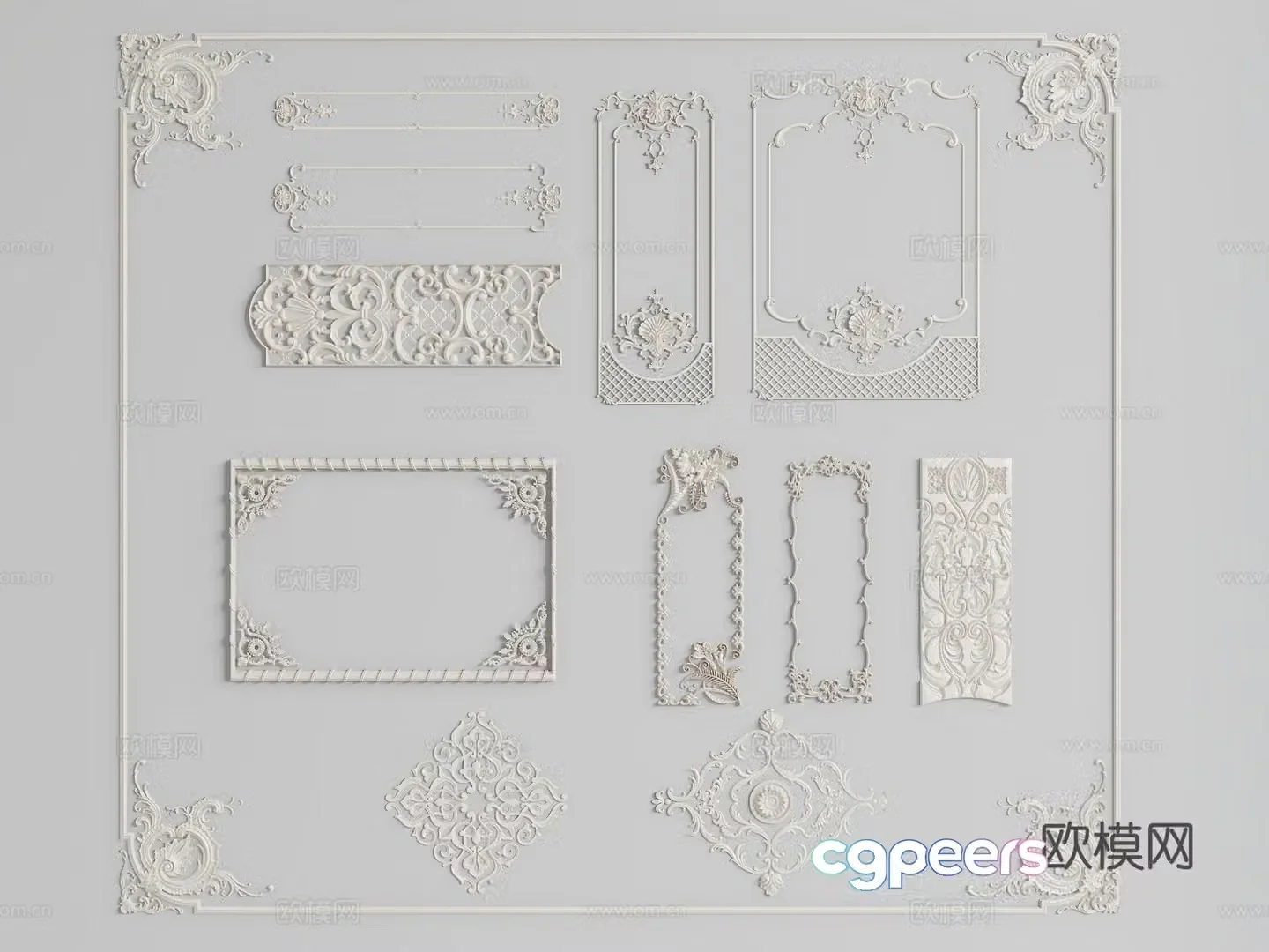 Carving Corner Flower Lighting Pan French Simple European Carving Window Flower 3D Model