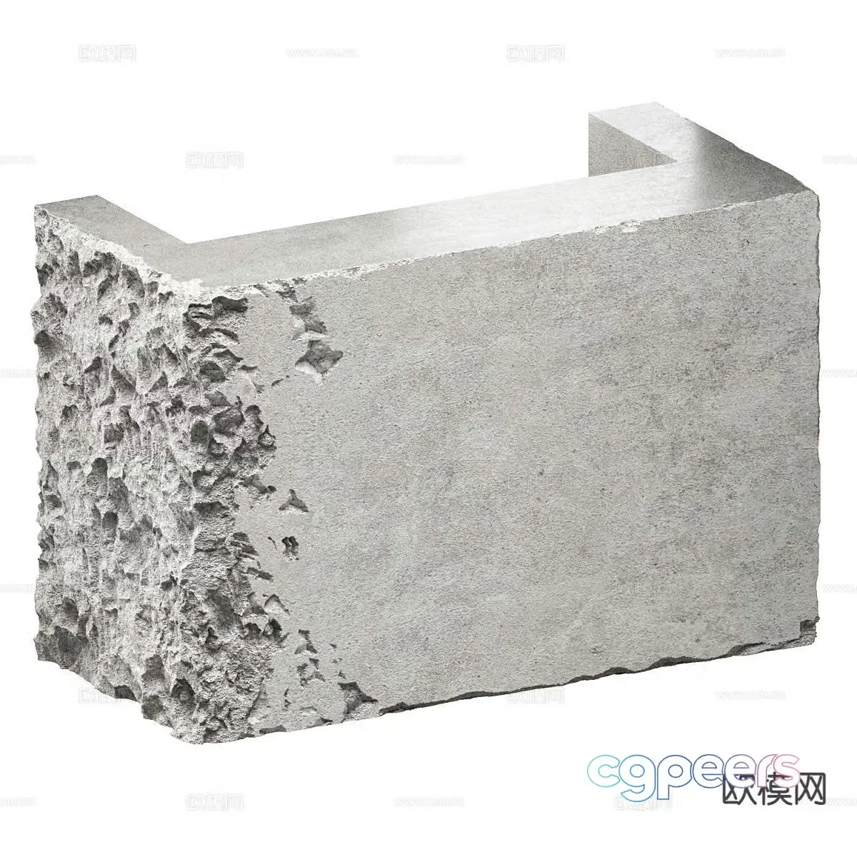 Industrial style stone front desk 3d model